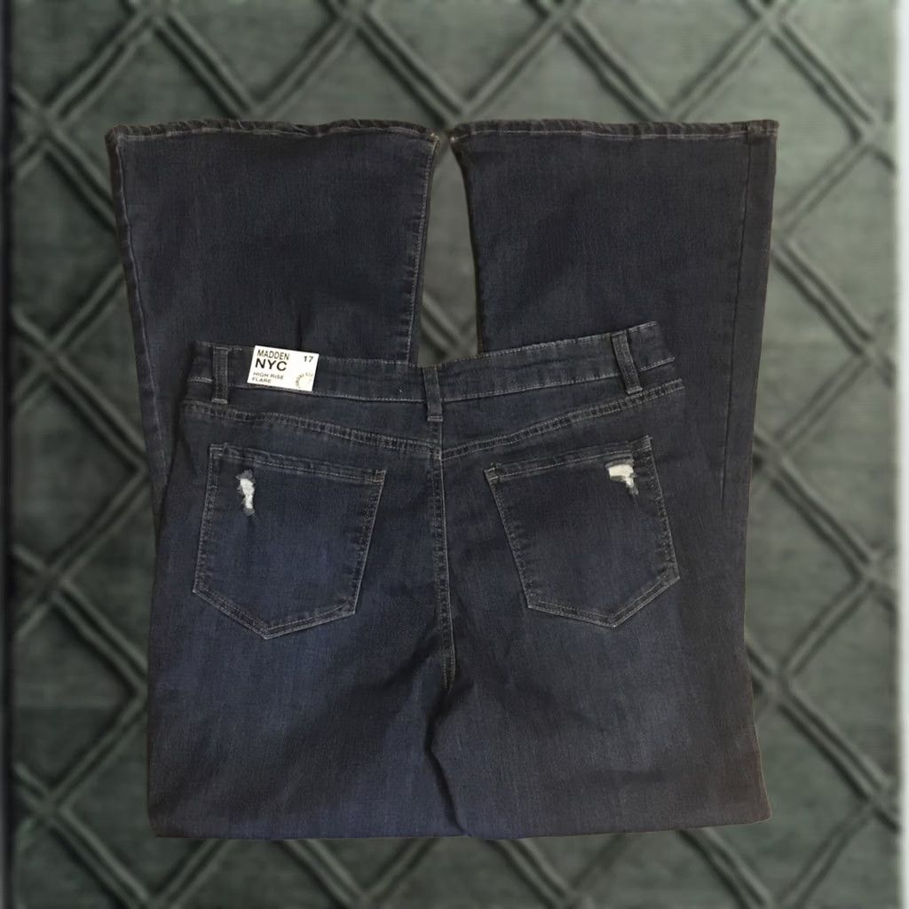 Vintage Madden NYC Jeans Flared 90s Stretch High Rise Blue Regular Women 17 35in Waist 31in Inseam NWT Vintage No Size 38" / US 16 / IT 52 - 1 Thumbnail