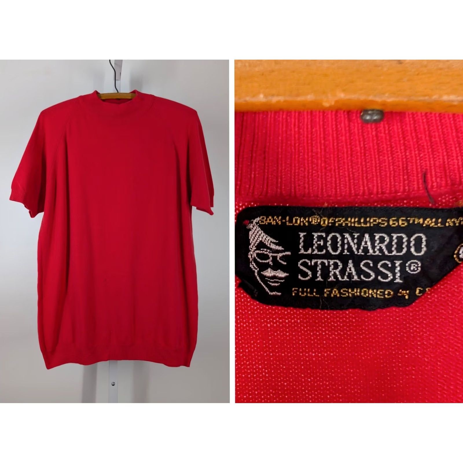 Vintage VINTAGE Leonardo Strassi Knit Mock Neck T Shirt Sweater Red 60s 70s Mod USA L Mens Size US L / EU 52-54 / 3 - 2 Thumbnail
