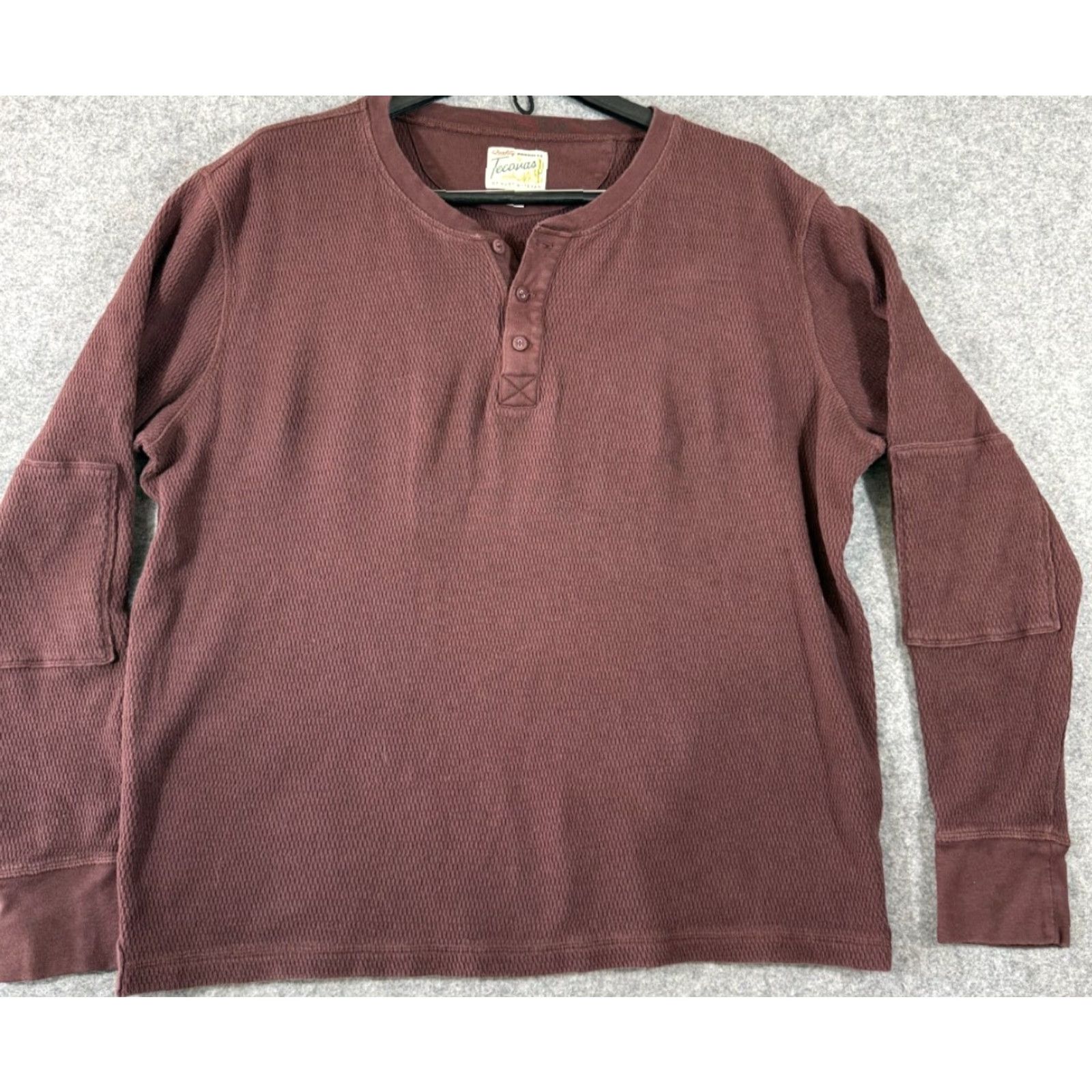 Tecovas Tecovas Henley Shirt Mens XL Brown Thermal Waffle Knit Long Sleeve Western Size US XL / EU 56 / 4 - 2 Thumbnail
