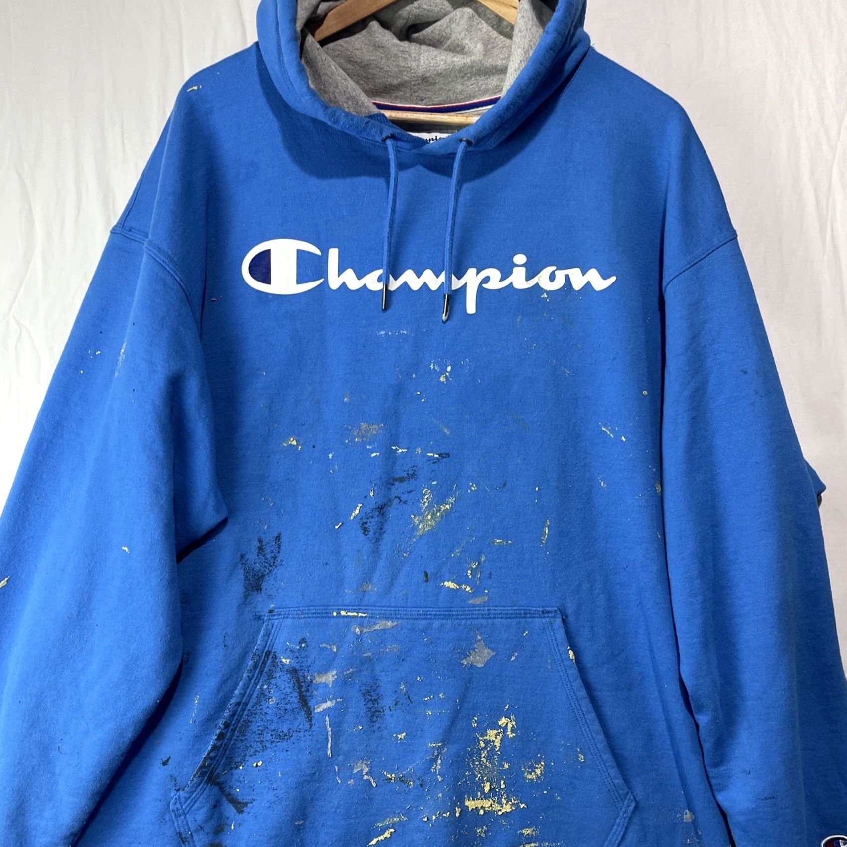 Champion Champion Hoodie Mens 2XL Blue Sweatshirt Fleece Long Sleeve Logo Sweater Size US XXL / EU 58 / 5 - 2 Thumbnail