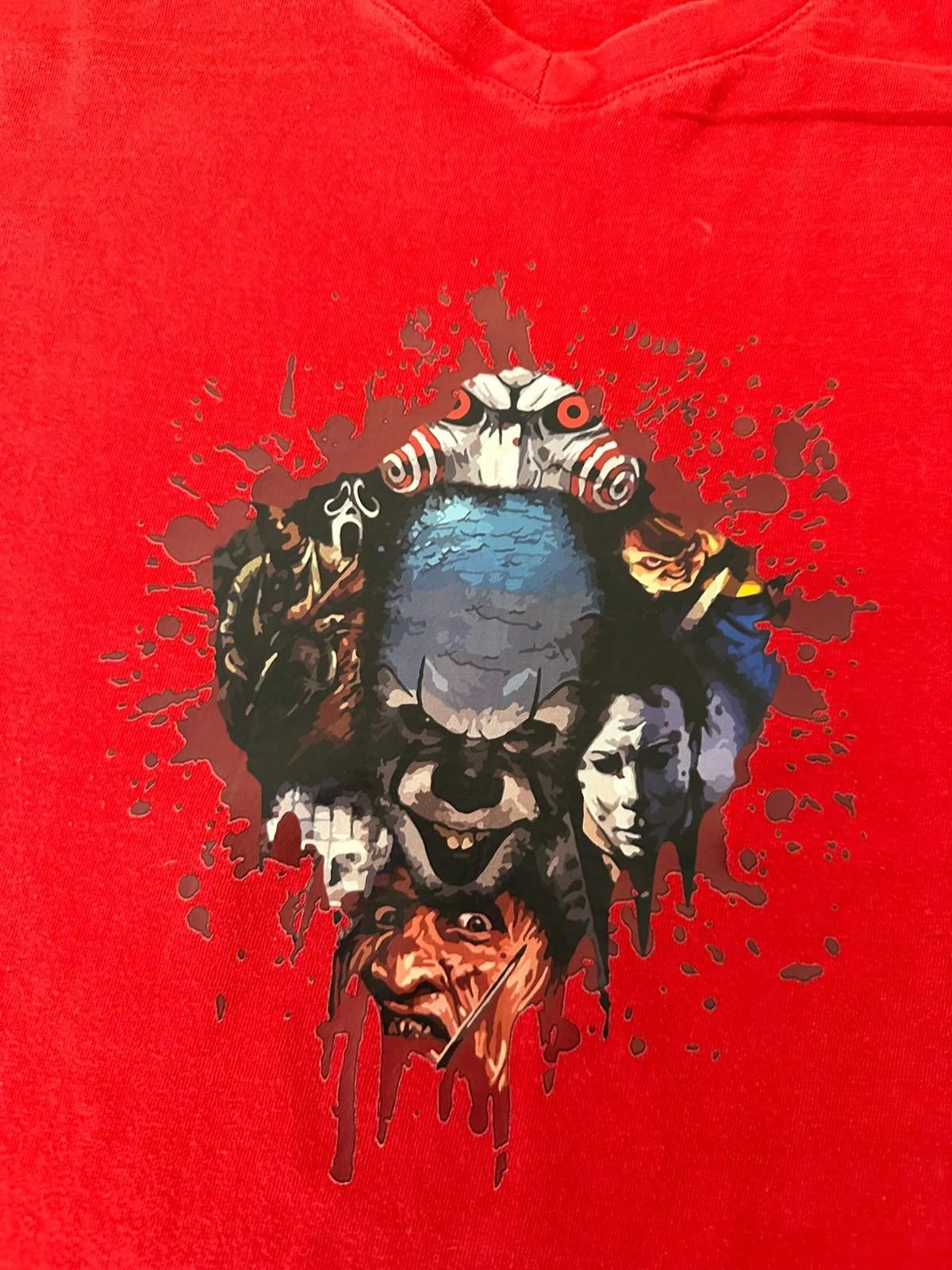 The Unbranded Brand Men’s Large Graphic Tee – Evil Clown, Red V-Nec Size US L / EU 52-54 / 3 - 3 Thumbnail