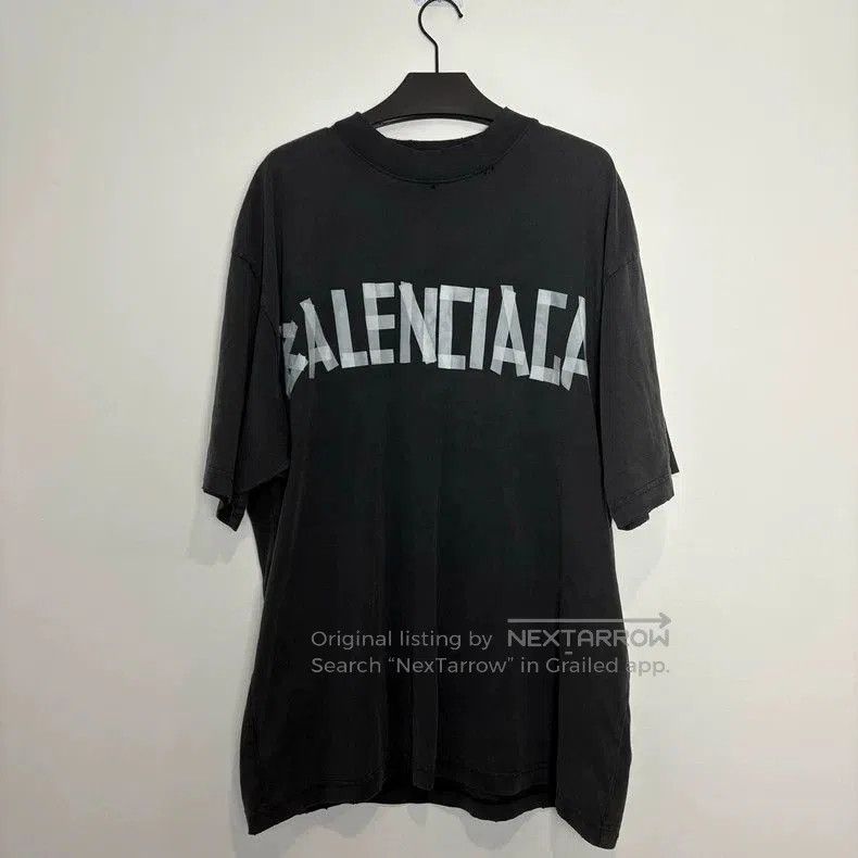 Balenciaga Balenciaga New Black Silver Tape Letter Tee. Size US S / EU 44-46 / 1 - 1 Thumbnail