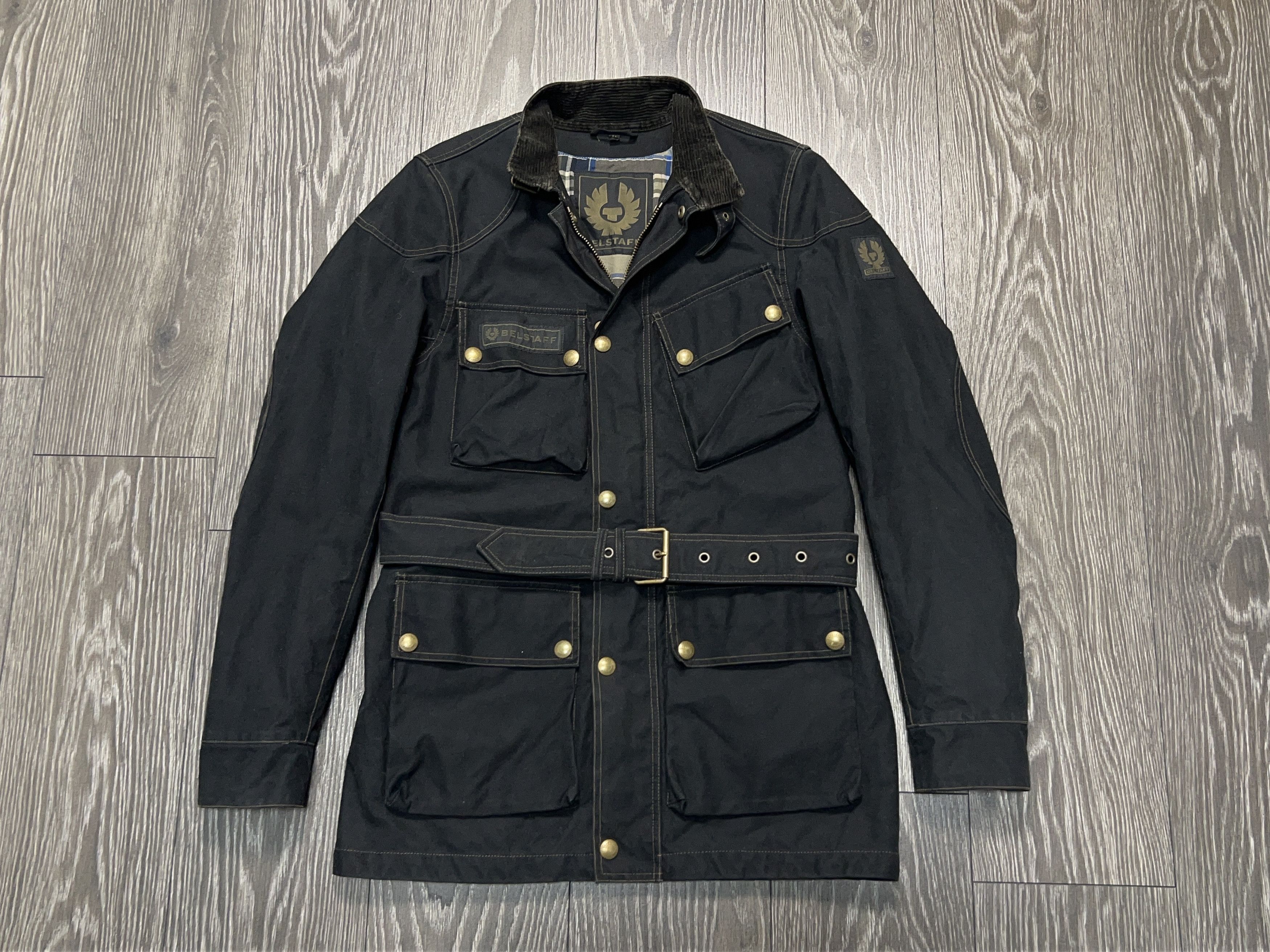 Belstaff Mens Trialmaster Black Motorcycle Belted Cotton Jacket Coat Size US M / EU 48-50 / 2 - 1 Thumbnail