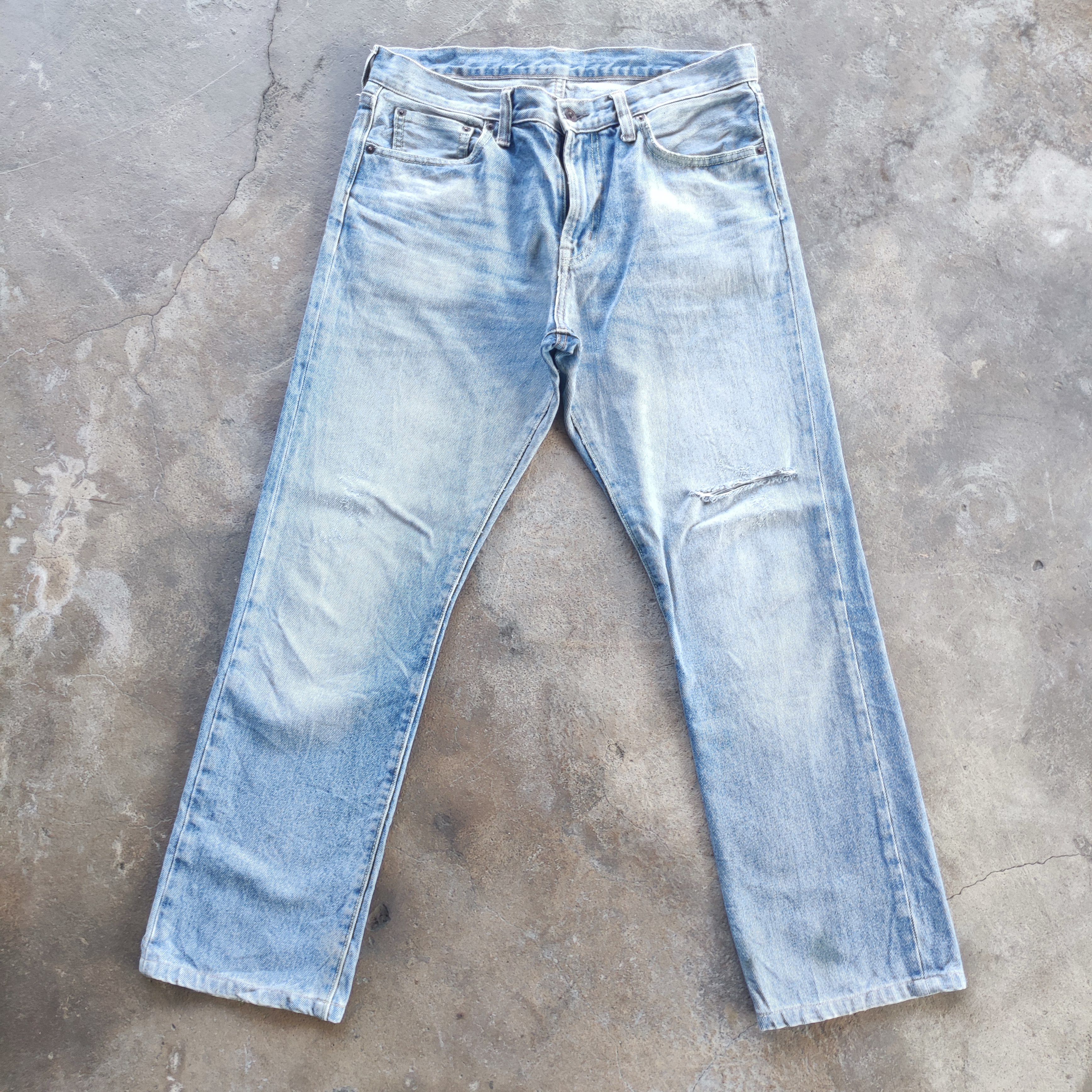 GU Vintage GU Brand Straight Jeans Faded Ripped Pants Size US 34 / EU 50 - 1 Thumbnail
