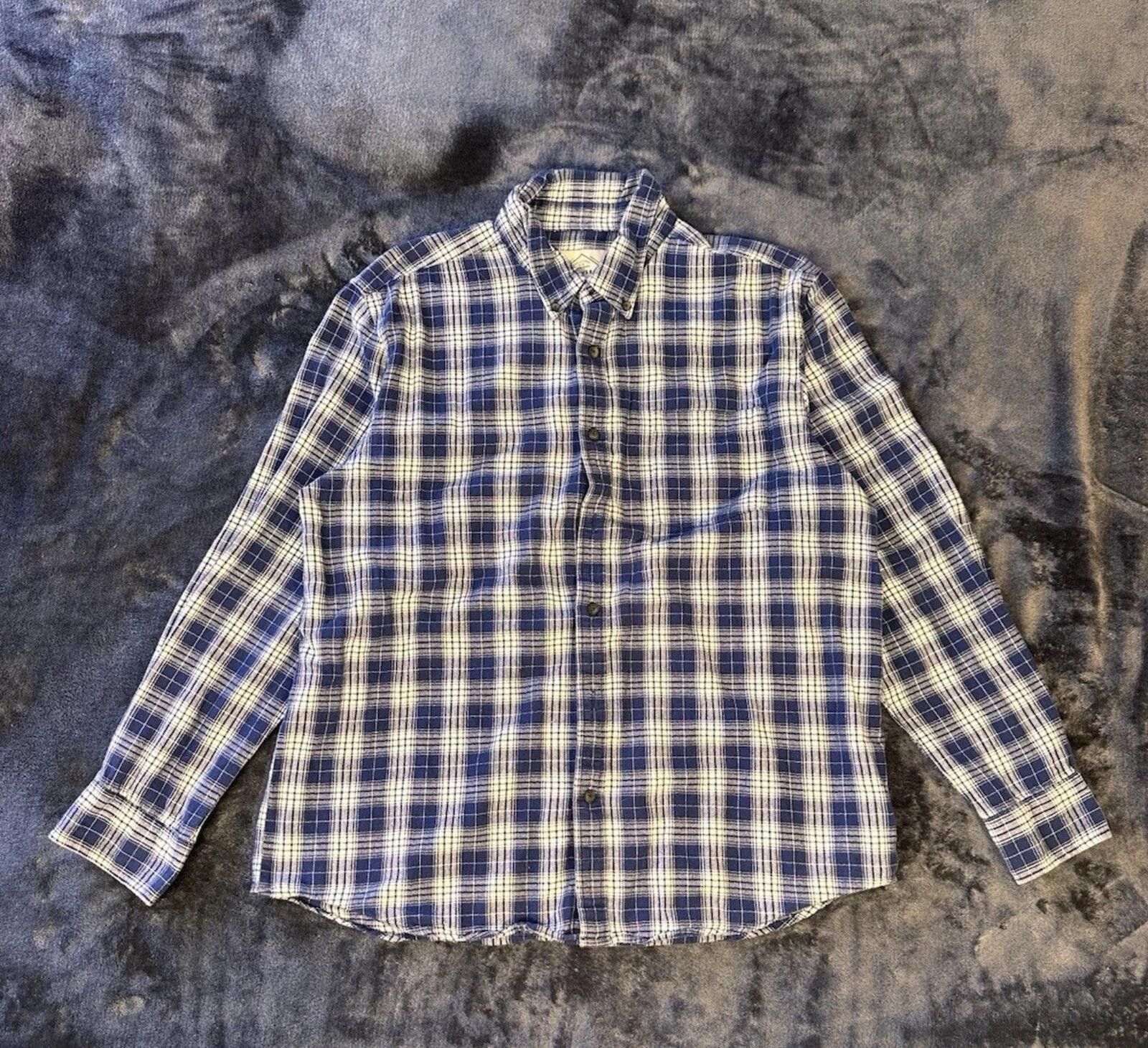 St. Johns Bay St John's Bay Men's Large Blue White Flannel Button-Down Size US L / EU 52-54 / 3 - 1 Thumbnail