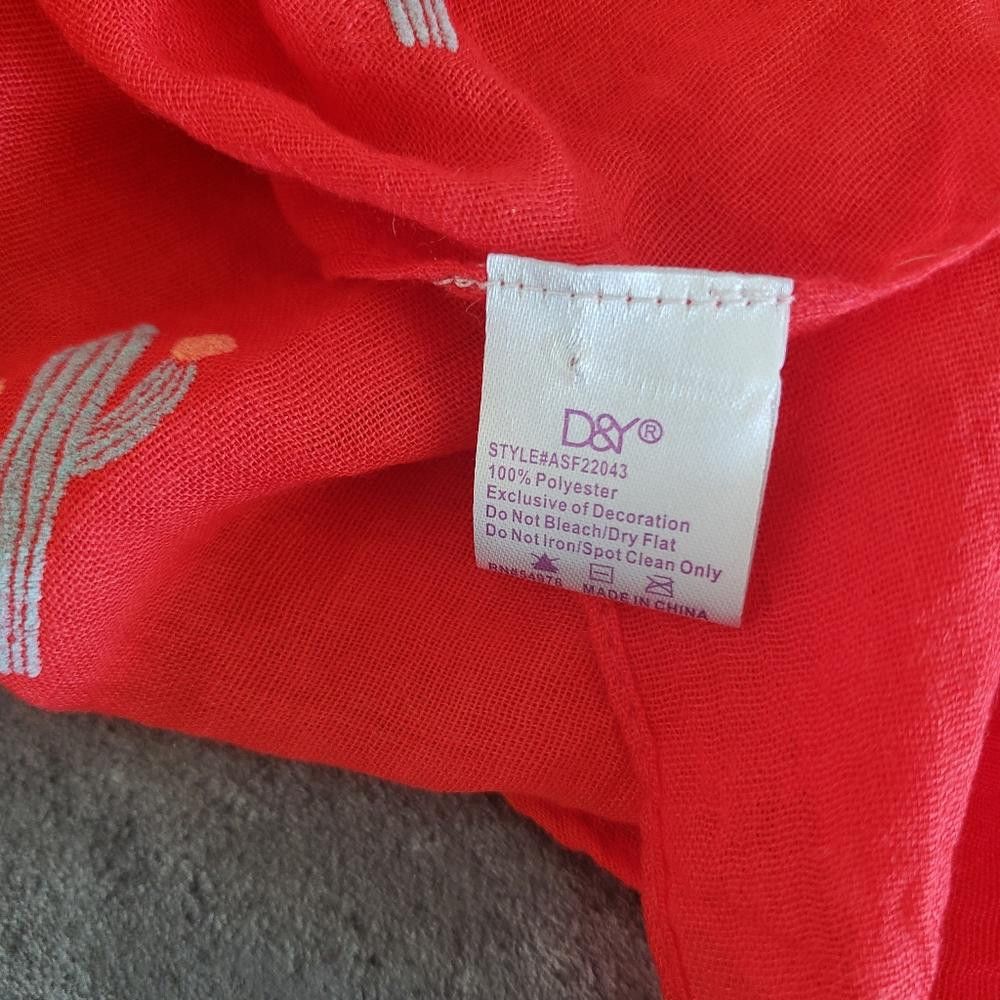 dylan Red Cactus Detailed D&Y Scarf Size ONE SIZE - 3 Thumbnail
