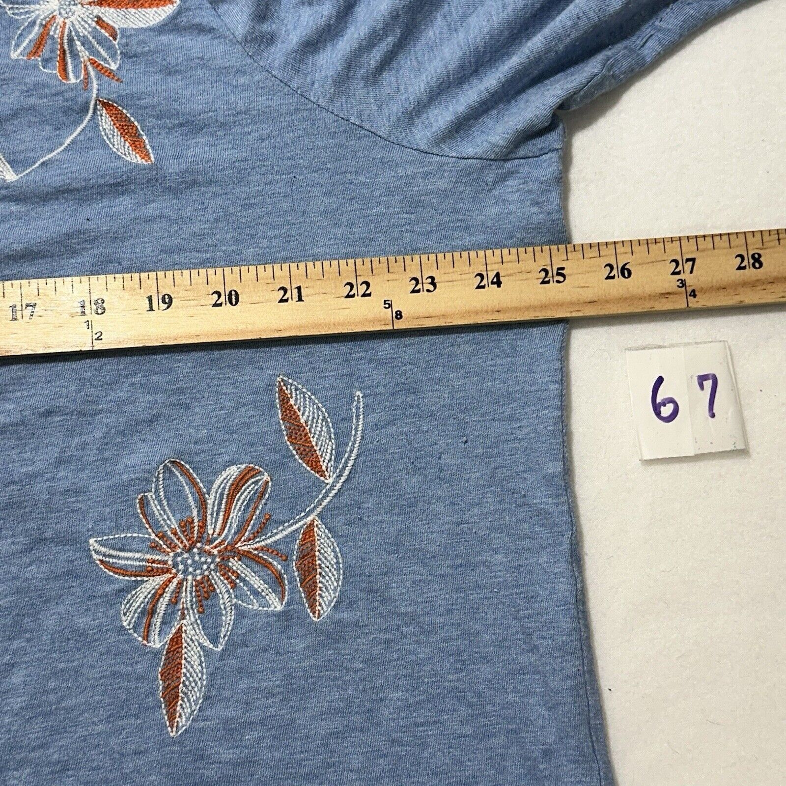 Other Talbots 2XP Blue Floral 3/4 Sleeve T Shirt Embroidered Size XXL / US 16-18 / IT 52-54 - 8 Thumbnail