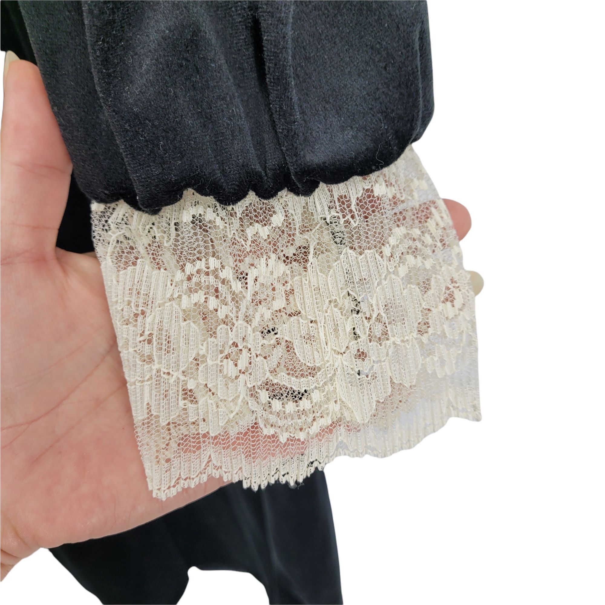 Vintage Vtg Velour Lace Embroidered Robe Housecoat Sz S Black Victor Size ONE SIZE - 4 Thumbnail