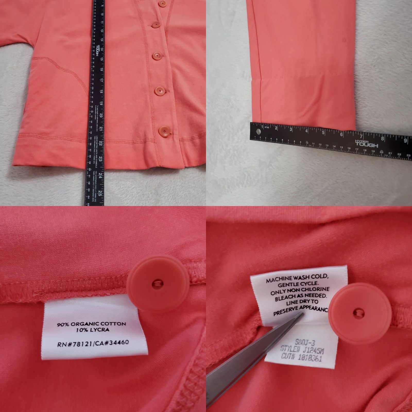 Eileen Fisher VINTAGEEileen Fisher Cardigan Women L Organic Cotton Coral Button Front Sweater FLAW Size L / US 10 / IT 46 - 8 Thumbnail