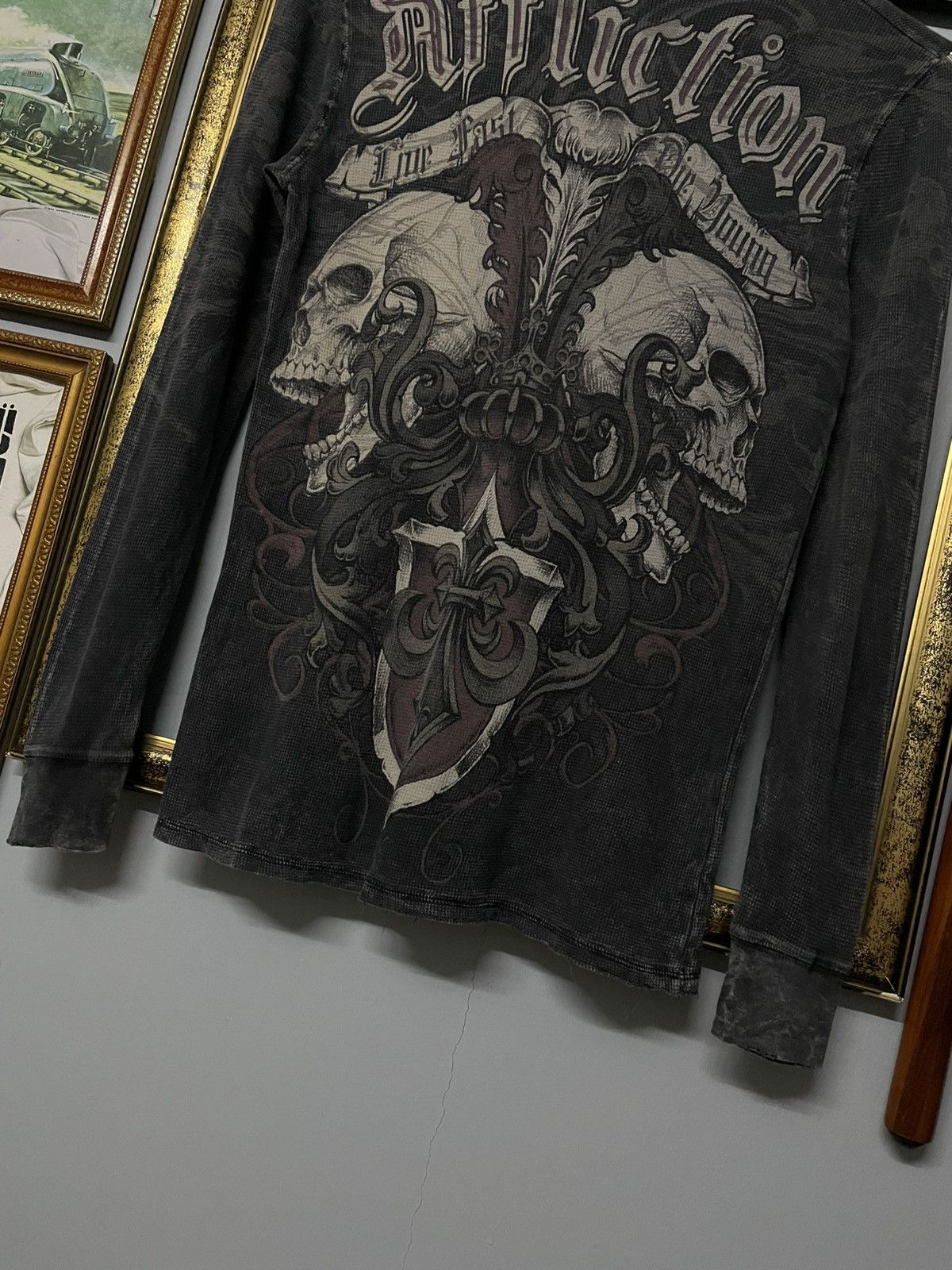 Affliction Vintage 1990s Designer Affliction Life Fast Die Young Skull Size US M / EU 48-50 / 2 - 3 Thumbnail