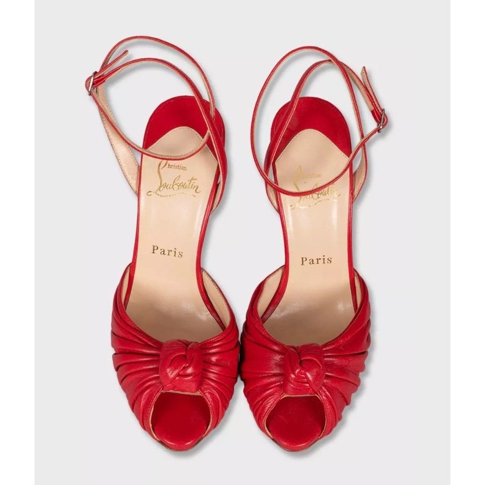 Christian Louboutin Christian Louboutin Red Leather Strappy Sandals Size 38 Size US 8 / IT 38 - 2 Thumbnail