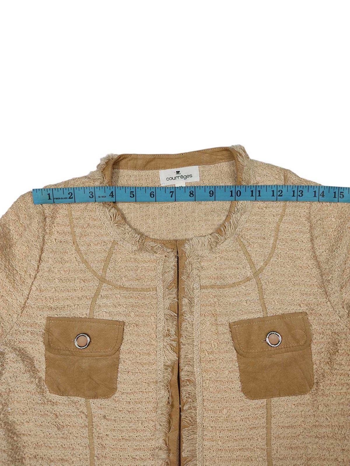 Courreges × Japanese Brand Beautiful Item 🔥 Courreges Tweed No Collar Jacket Size L / US 10 / IT 46 - 15 Thumbnail