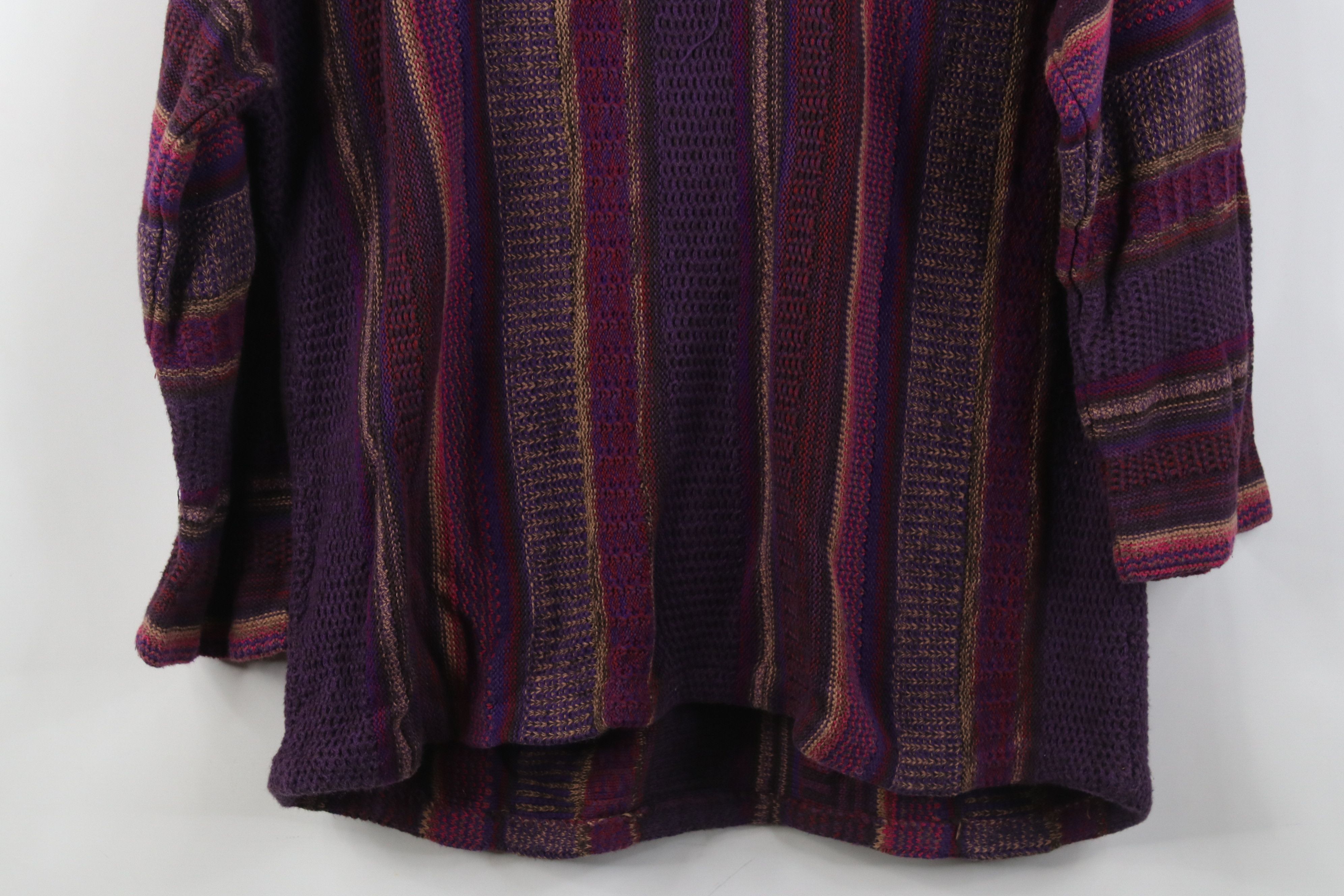 Vintage Vintage 90s Y2K Streetwear Striped Thermal Knit Sweater Size L / US 10 / IT 46 - 10 Thumbnail