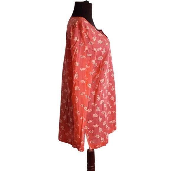 J. Jill J. Jill Size M Womens Coral Elephant Fish Print Long Sleeve Size M / US 6-8 / IT 42-44 - 4 Thumbnail