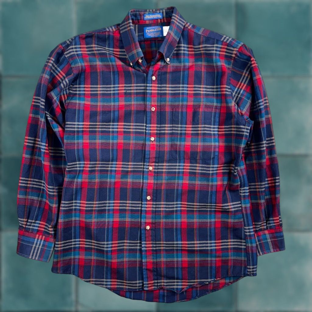 Pendleton Sir Pendleton Shirt Mens Large Worsted Wool Multicolor Plaid USA Red Button-Down Long Sleeve Casual Shirt Mens Size US L / EU 52-54 / 3 - 1 Thumbnail