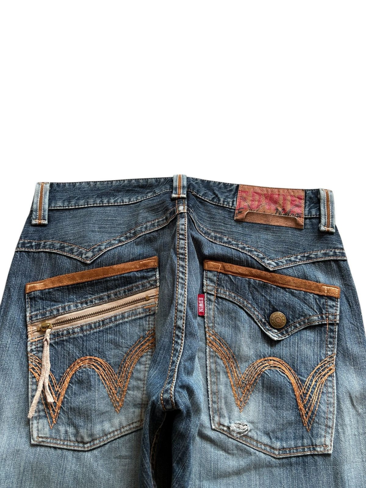 Edwin Exclusive Vintage Edwin Mud Wash Distressed Rip Loose Jean Size US 35 - 8 Thumbnail