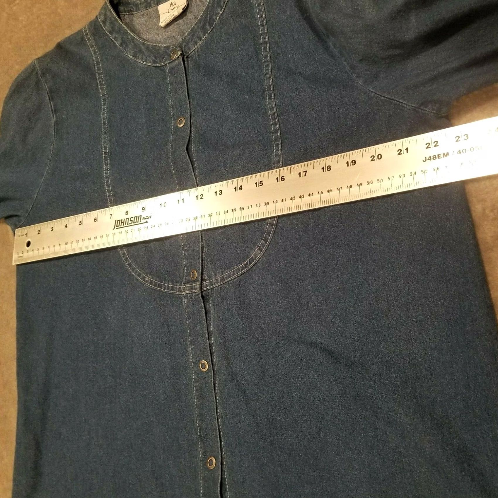 Denime Hot Cotton by Marc Ware Denim Shirt Large Snap Front Blue USA Shirt Women L 3/4 Sleeve Casual Vintage: No Size L / US 10 / IT 46 - 5 Thumbnail