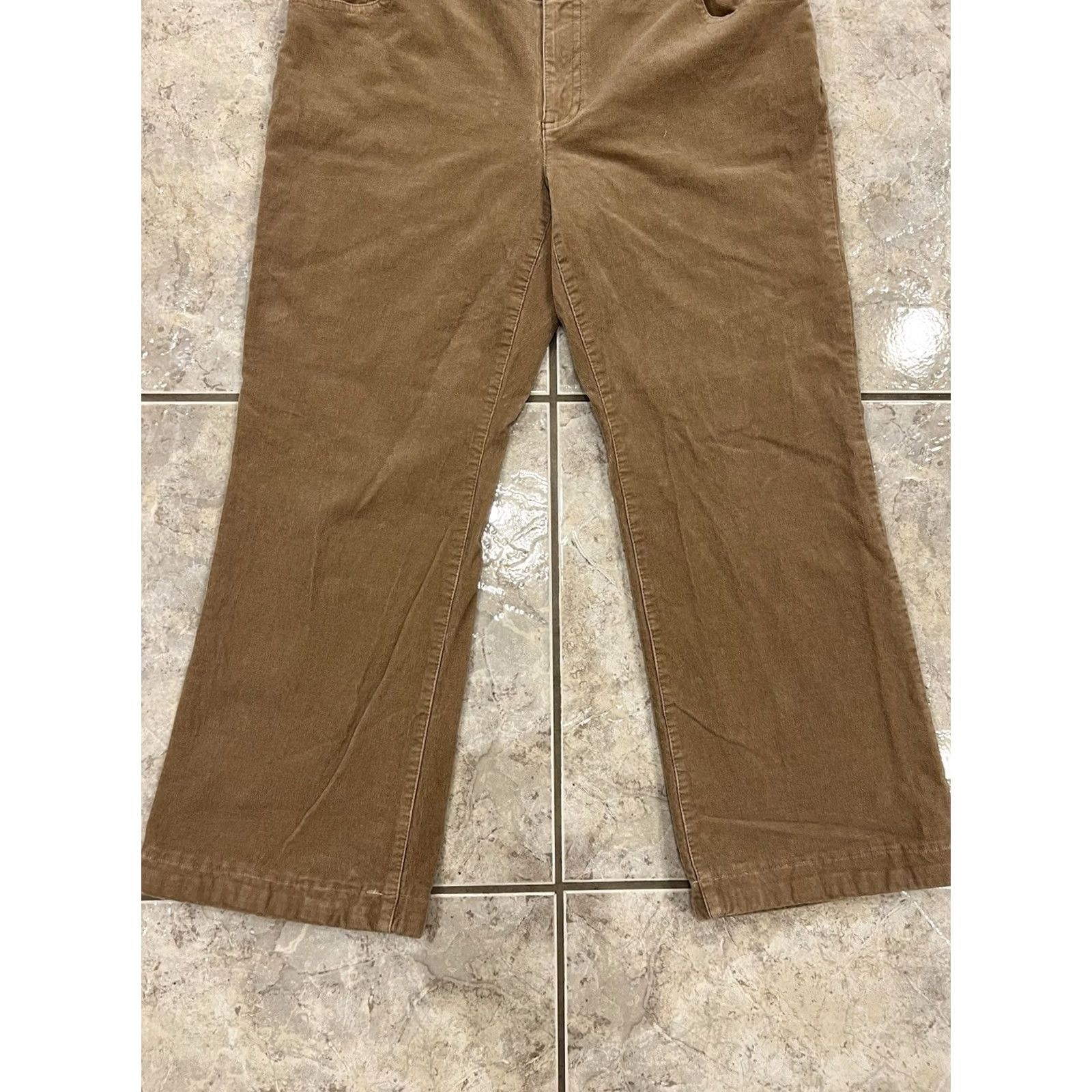 Liz Claiborne Womens Liz Claiborne Bootcut Corduroy Pants Brown Khaki Tan 36X28 Regular Stretch Inseam 28 | 16 EU 16 Size 38" / US 16 / IT 52 - 3 Thumbnail