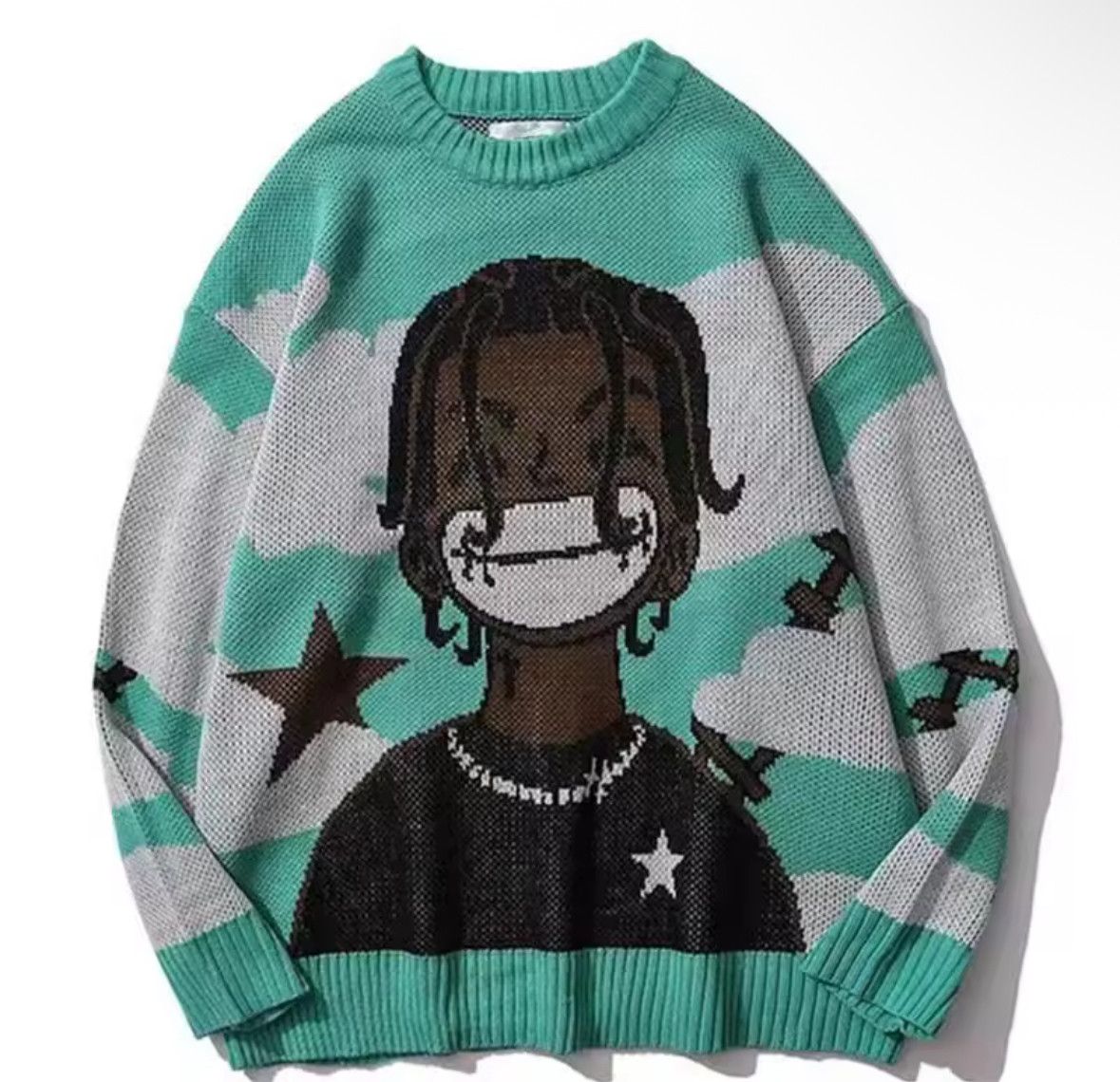 Other Streetwear Hip Hop Smile Sweater Jacquard Knitted Sweatshirt Size US L / EU 52-54 / 3 - 1 Thumbnail