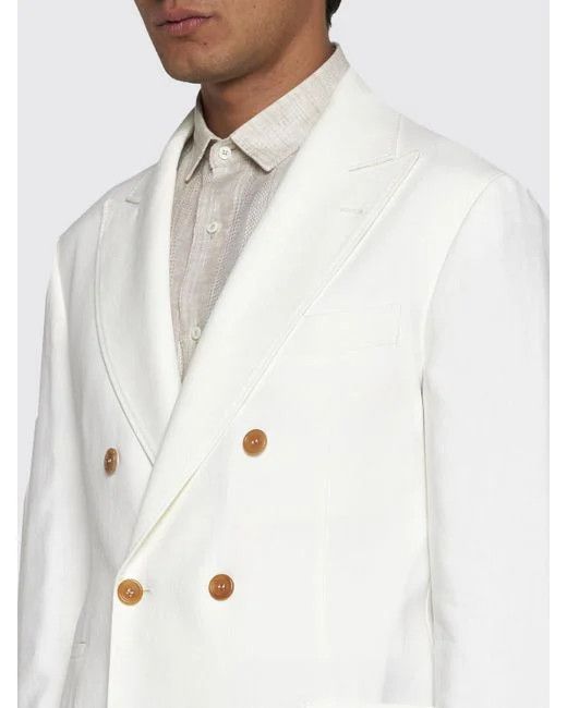 Brunello Cucinelli o1w1db10924 Jacket Linen in White Size US XXL / EU 58 / 5 - 3 Thumbnail