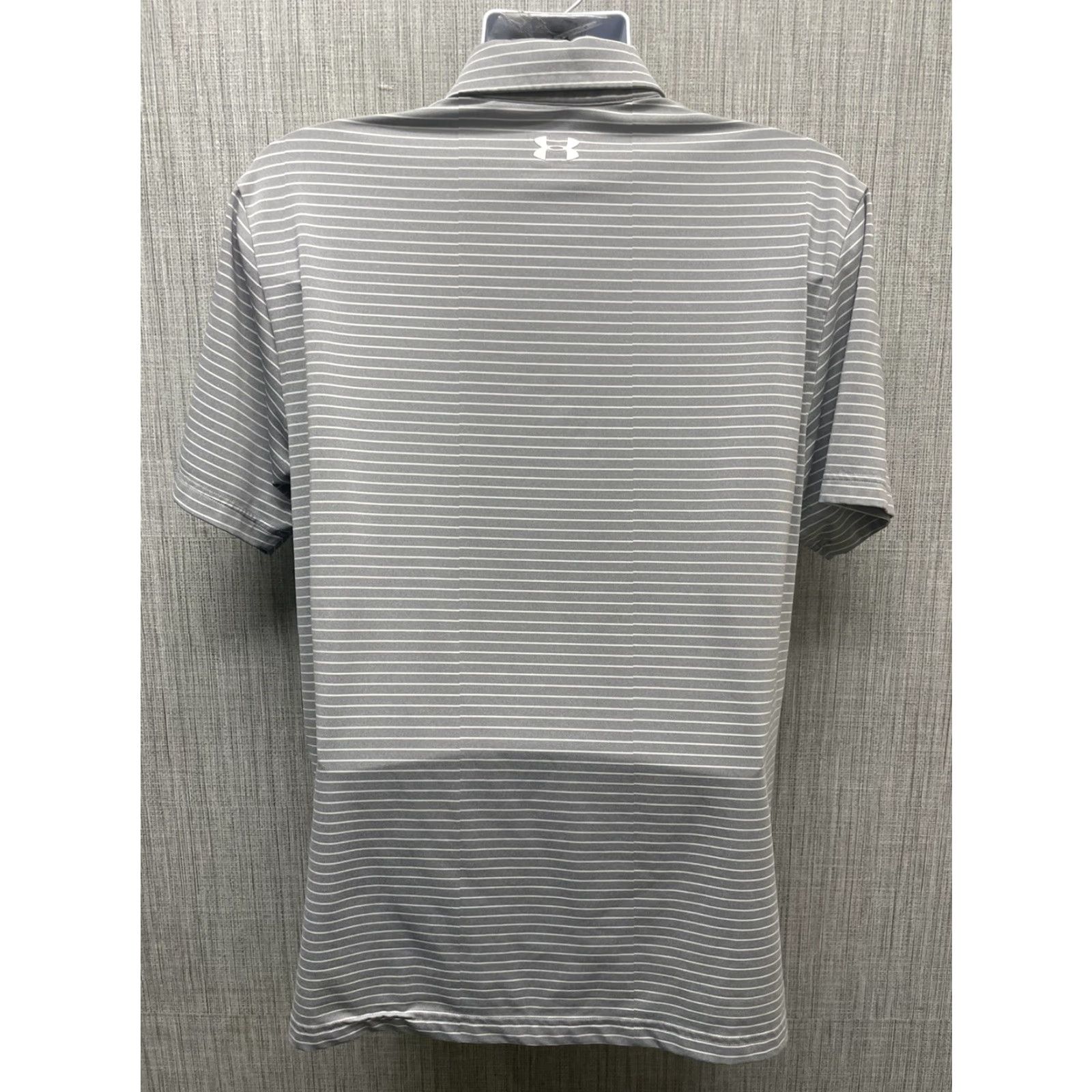 Under Armour VINTAGE Under Armour Golf Polo Mens Large HeatGear Gray Striped Shirt Adult Size US L / EU 52-54 / 3 - 4 Thumbnail