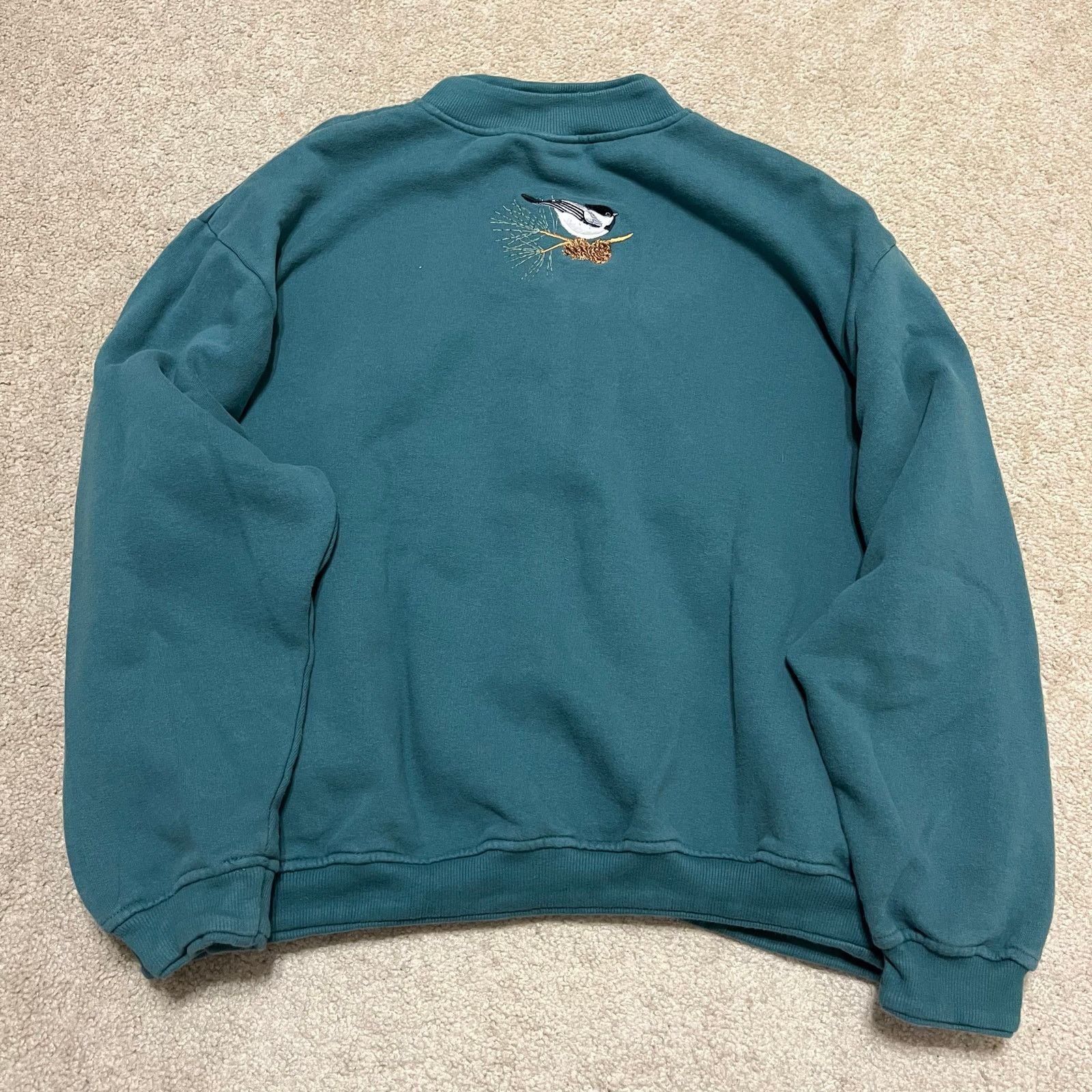Other Vintage Artisans Bird Embroidered Cardigan Crewneck Turquois Size L / US 10 / IT 46 - 2 Thumbnail