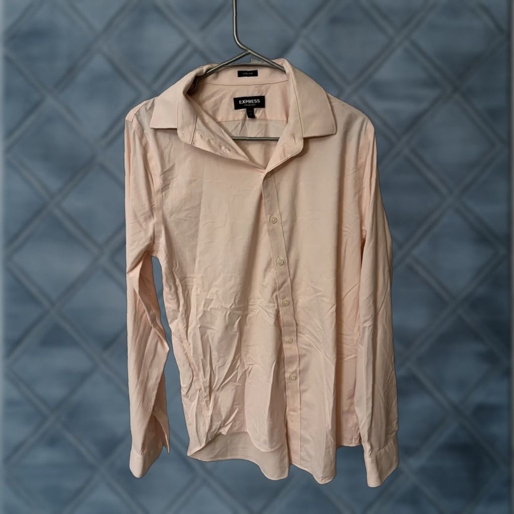 Express Express Button-Down Shirt Nylon Pink Size M Extra-Slim Men Size US M / EU 48-50 / 2 - 1 Thumbnail