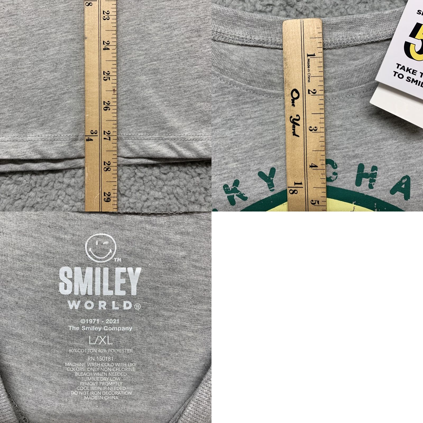 Vintage Smiley World T-Shirt St. Patrick's/Irish Lucky Charms Graphic Gray Size L/XL Size US L / EU 52-54 / 3 - 8 Thumbnail