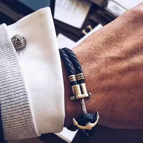 Jewelry Men Anchor Bracelet Size ONE SIZE - 3 Thumbnail