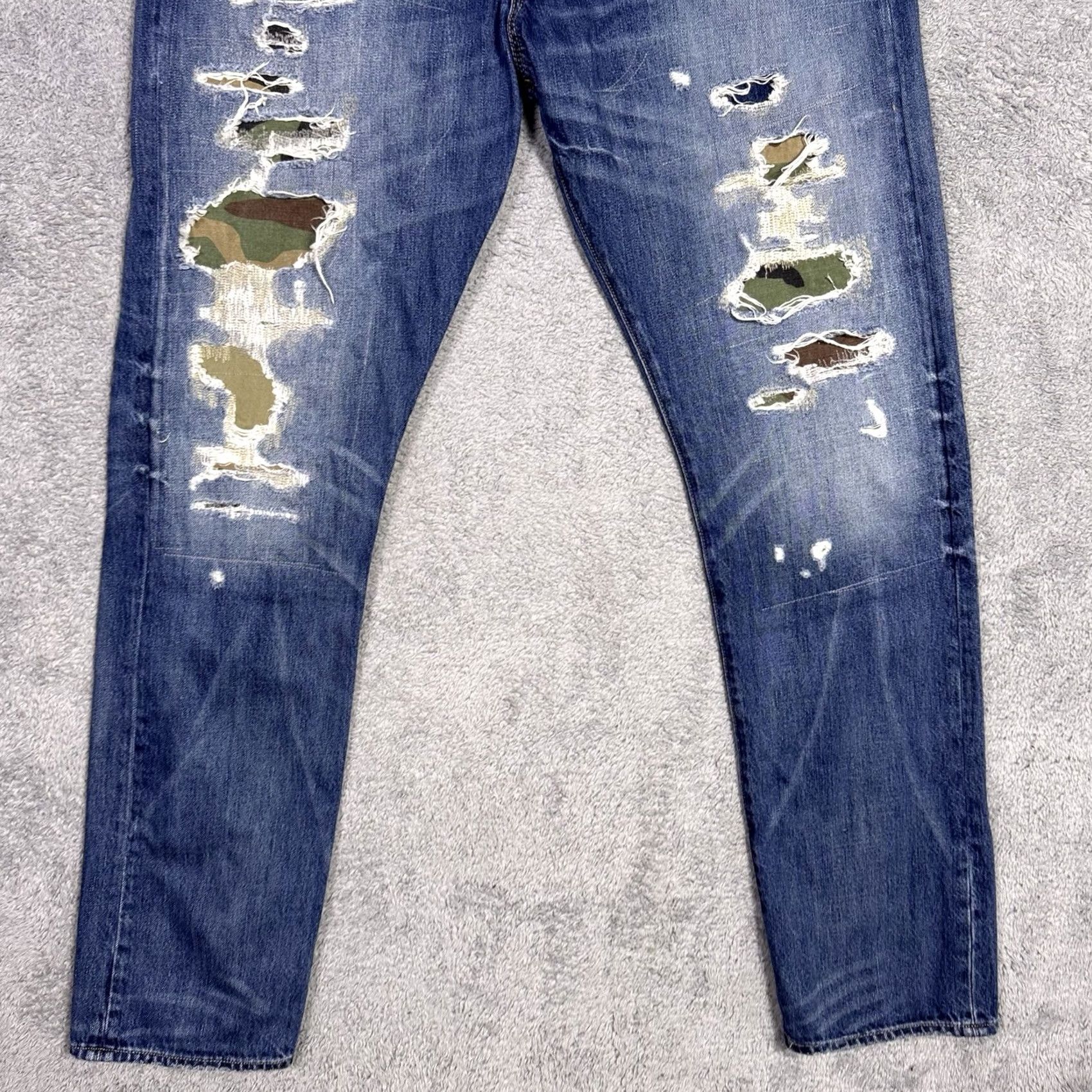 Polo Ralph Lauren Polo Ralph Lauren Jeans Mens 36x32 Sullivan Patchwork Camo Distressed Button Fly Jeans Size US M / EU 48-50 / 2 - 2 Thumbnail