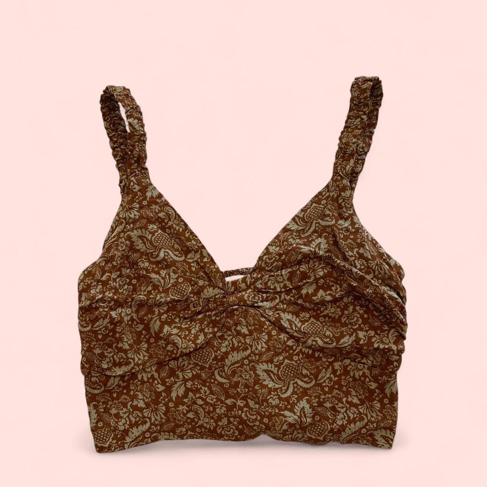 Other Brown and tan floral print top - very flattering on Size S / US 4 / IT 40 - 1 Thumbnail