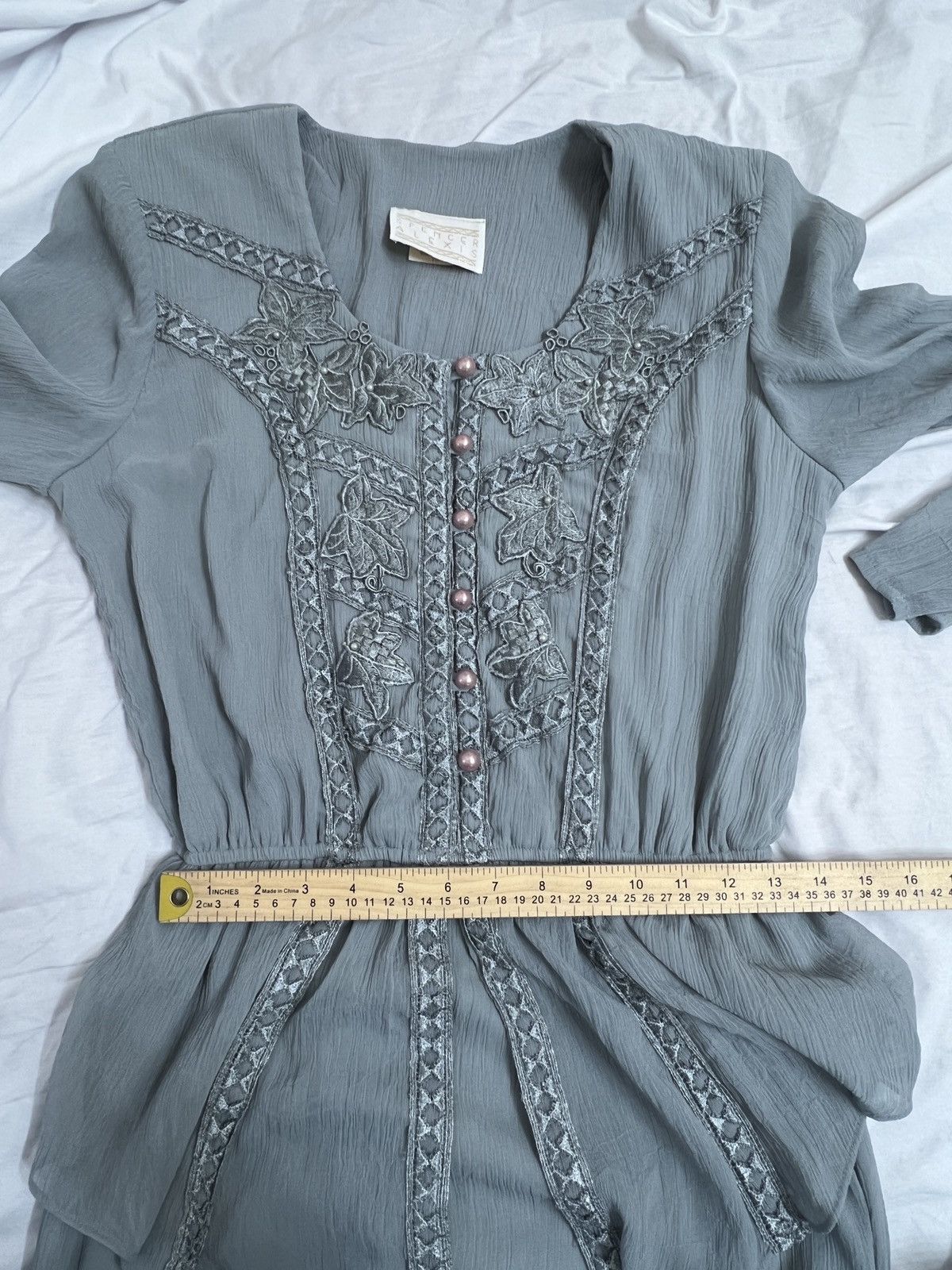 Other Spencer Alexis Vintage 80’s Blue Embroidered Long-Sleeve Size L / US 10 / IT 46 - 8 Thumbnail