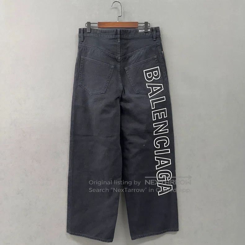 Balenciaga Balenciaga size XS Large Embroidered Logo Black Denim Pant Size US 27 - 2 Thumbnail