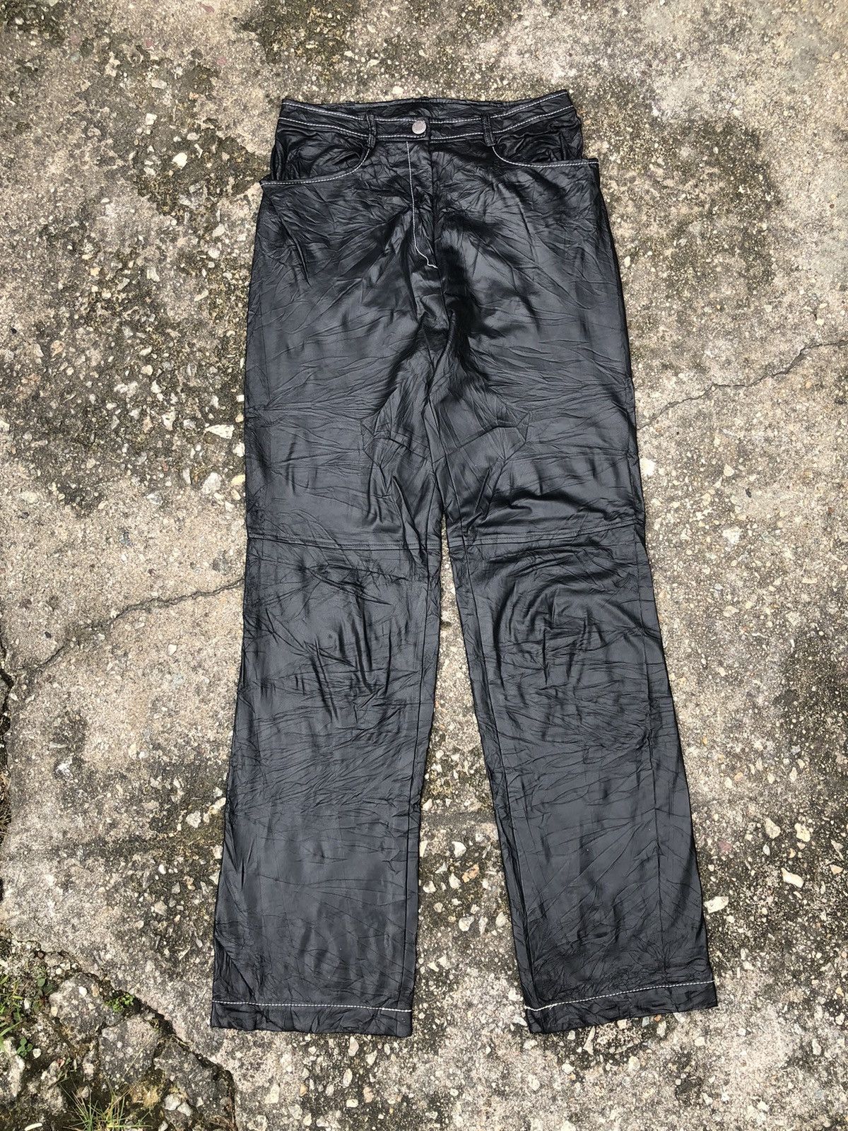 Lanvin × Leather × Vintage Vintage Lanvin Sports Faux Leather Pants Size US 27 - 2 Thumbnail