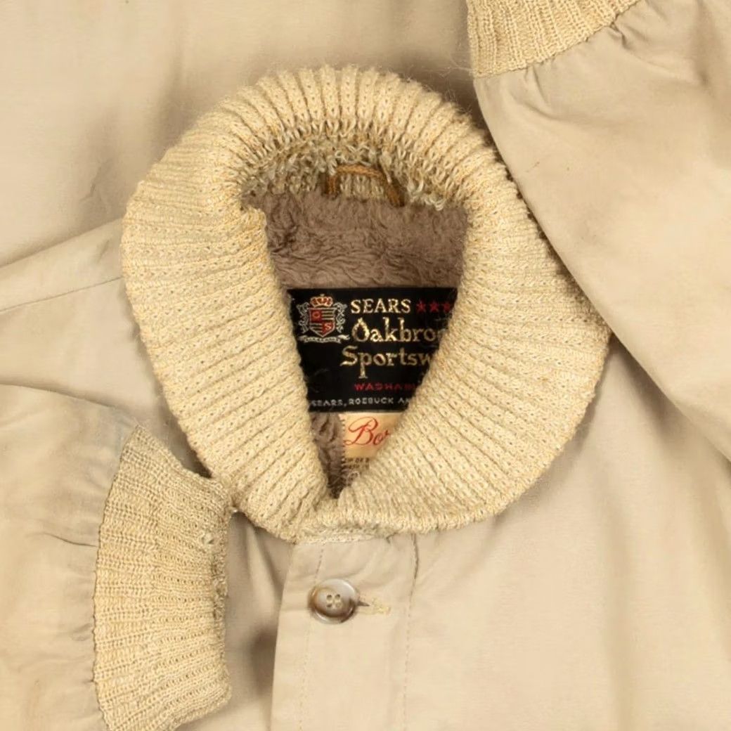 Sears VINTAGE Sears Fleece Lined Collared Full Zip Jacket Outdoor Beige Men Large 90s Retro - Size US L / EU 52-54 / 3 - 5 Thumbnail