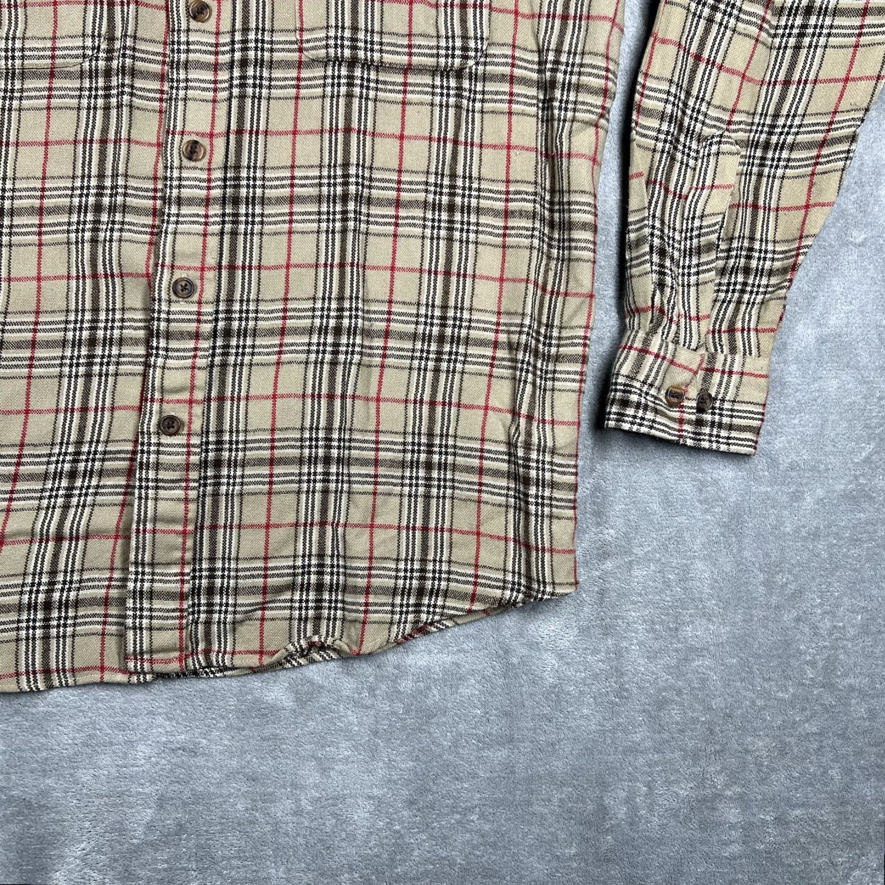 Vintage VINTAGE Windridge Shirt Button-Up Mens Medium Long Sleeve Brown 100% Acrylic Flannel Plaid with Pockets Size US M / EU 48-50 / 2 - 6 Thumbnail