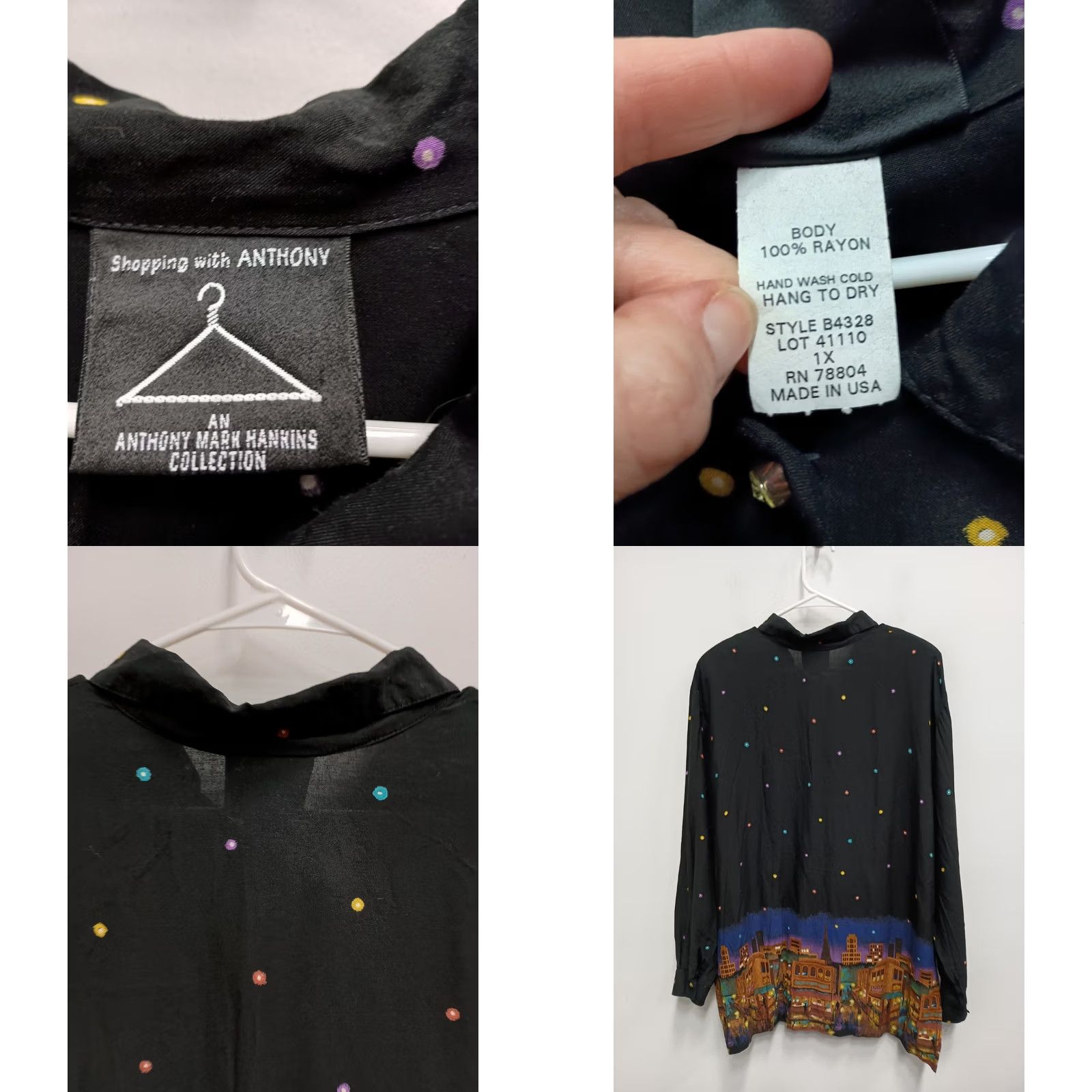 Vintage VINTAGE Anthony Design Originals Top Women XS? No Size? 1X City Night Wearable Art Size XL / US 12-14 / IT 48-50 - 8 Thumbnail