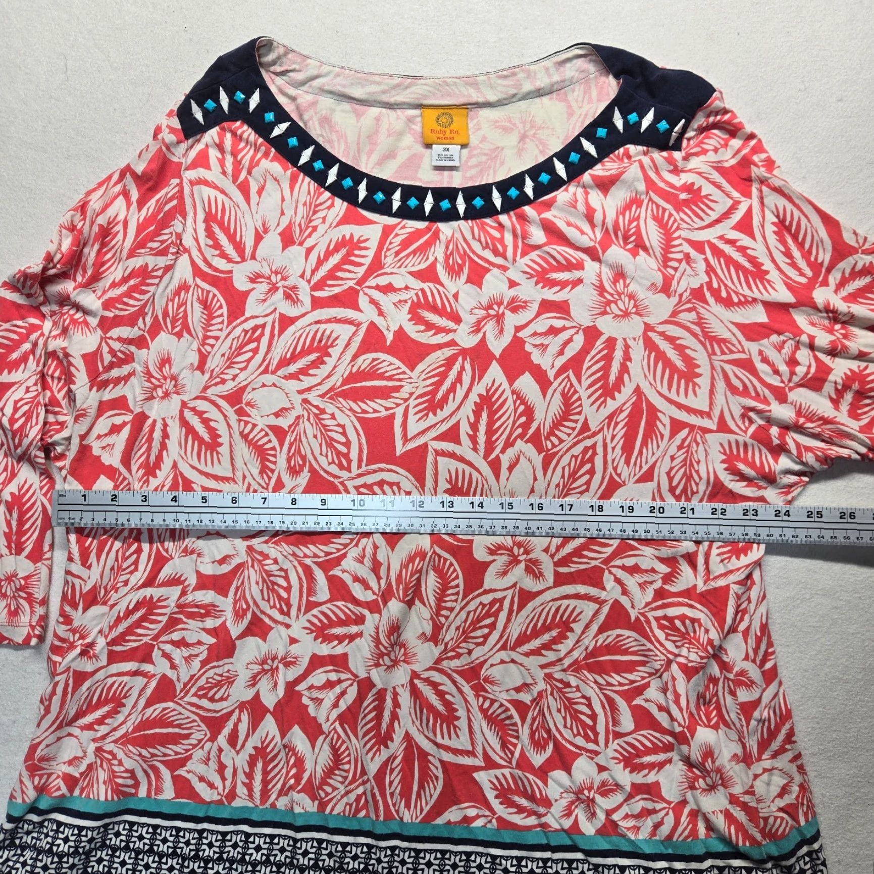 Vintage Ruby Road Shirt Adult Women's Plus Size 3X Red Floral All Over Print Size XXL / US 16-18 / IT 52-54 - 5 Thumbnail