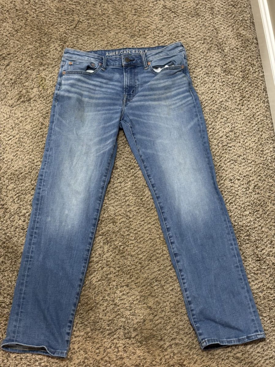 American Eagle Outfitters American Eagle Original Straight Jeans, Light Blue Size US 32 / EU 48 - 1 Thumbnail