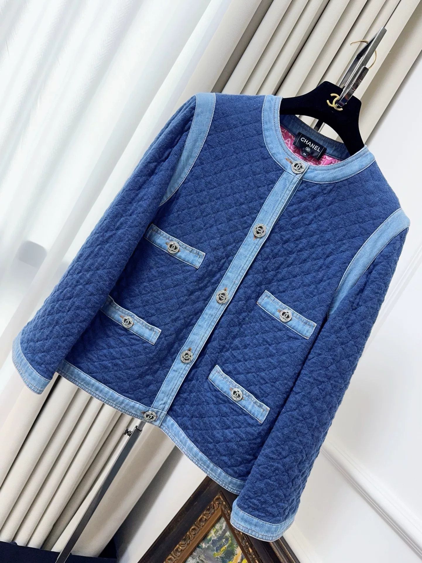 Chanel Chanel Blue Quilted Jacket with Denim Edges Size US S / EU 44-46 / 1 - 1 Thumbnail