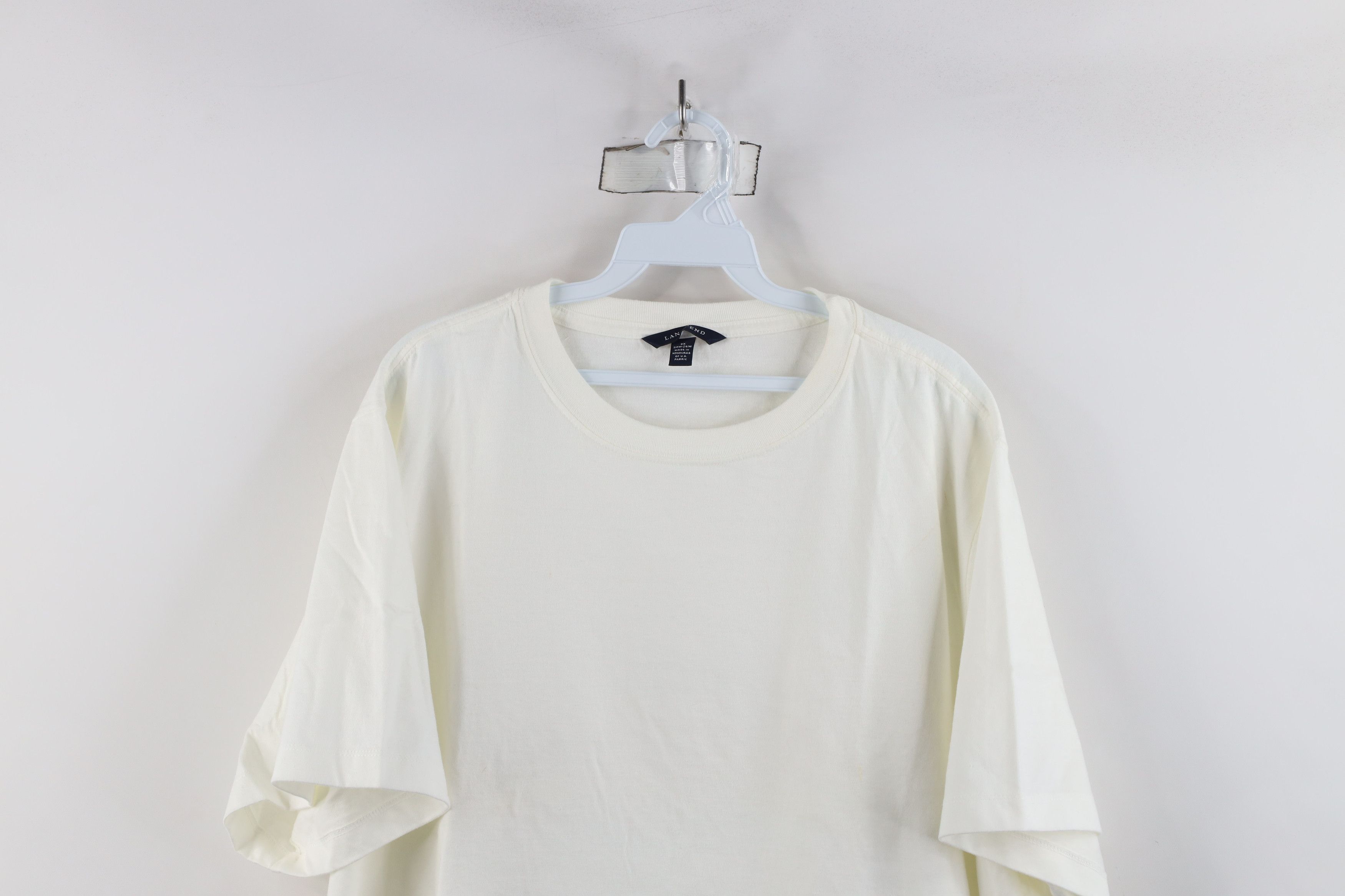 Lands' End × Vintage Vintage Lands End Blank Cotton Short Sleeve T-Shirt White Size 3XL / US 20-22 - 2 Thumbnail