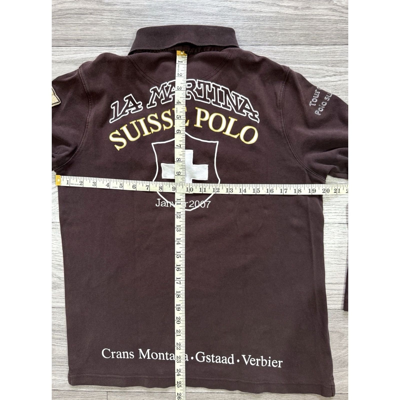 La Martina La Martina Polo Shirt Long Sleeve Rugby Brown L White/Blue Mens Shirt Vintage-Style? Size US L / EU 52-54 / 3 - 5 Thumbnail