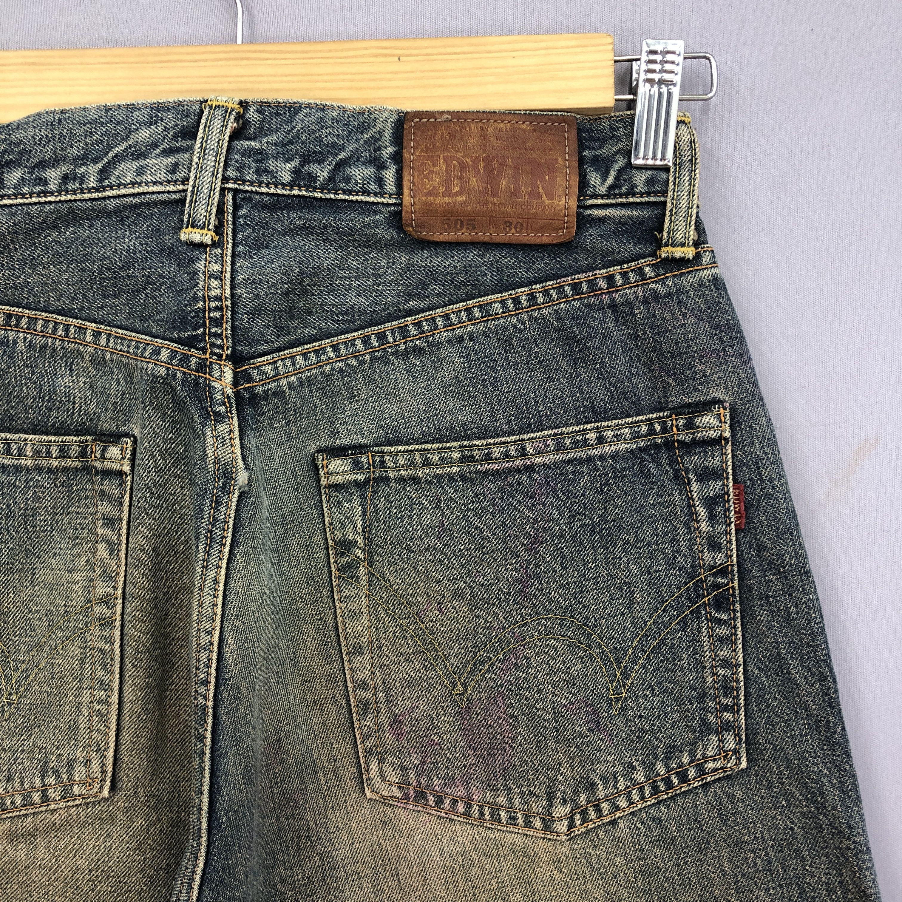 Japanese Brand Vintage 90s Edwin 505 Redline Jeans Mud Wash Selvedge Denim Size 28" / US 6 / IT 42 - 5 Thumbnail