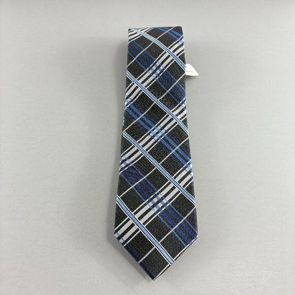 Pronto Uomo Pronto Uomo Grey / Blue Plaid Men's Tie 3" x 60" NWT Size ONE SIZE - 1 Thumbnail