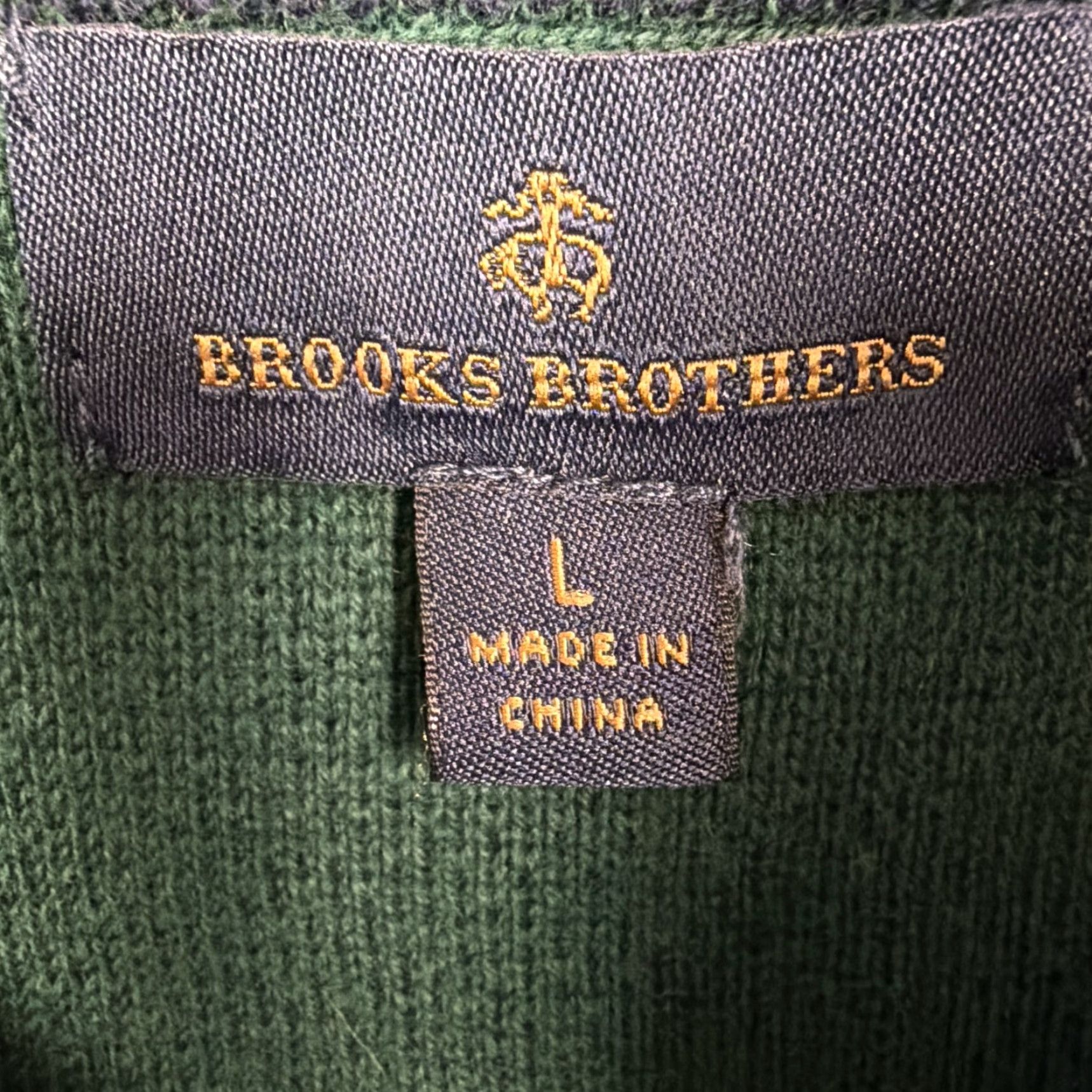 Brooks Brothers Brooks Brothers Sweater Mens L Green 1/4 Zip Mock Neck Cotton Knit Pullover Size US L / EU 52-54 / 3 - 5 Thumbnail