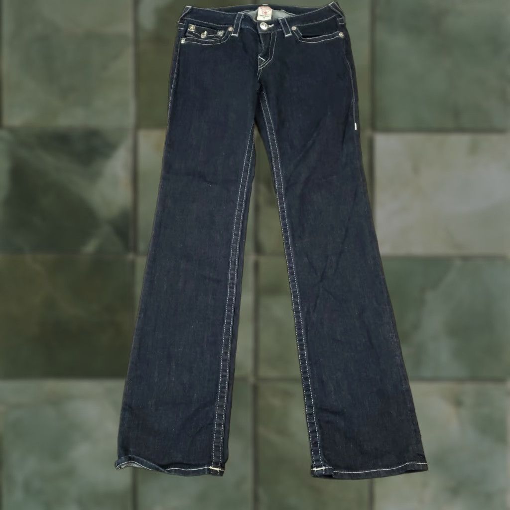 True Religion True Religion Jeans Women's Slim Straight Denim 30x32 Blue Low Rise 6.5-8.5 Adult Regular Size 30 Size 30" / US 8 / IT 44 - 1 Thumbnail