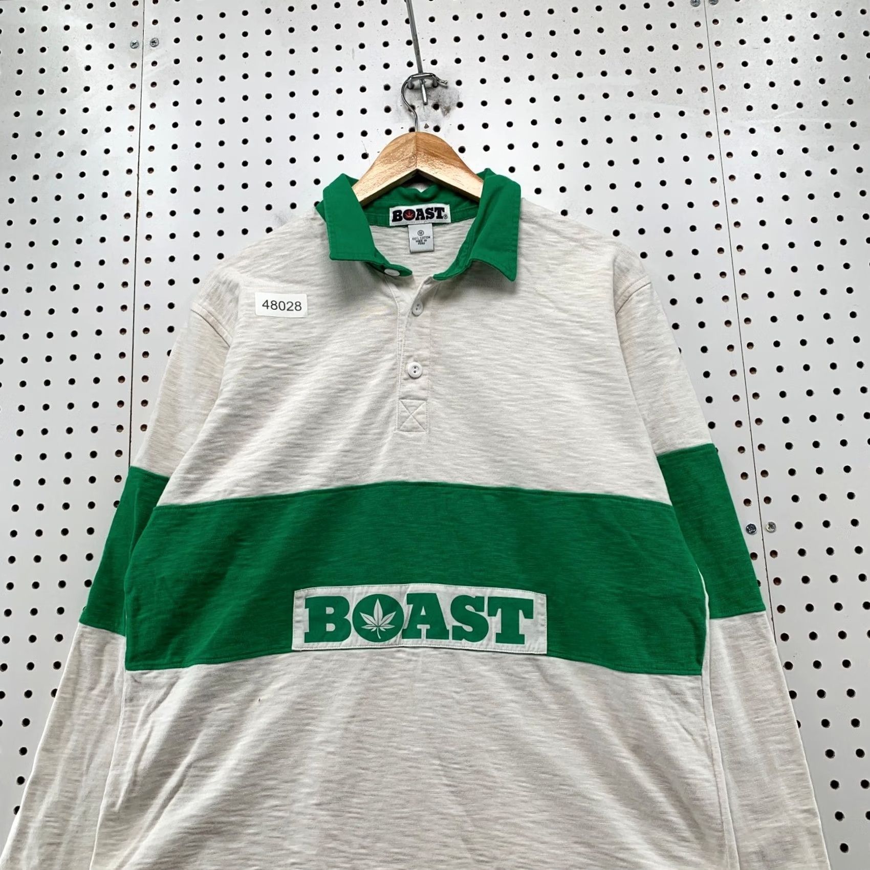 Vintage Boast Rugby Polo Shirt Mens M Green White Striped Collared Long Sleeve Polo Size US M / EU 48-50 / 2 - 4 Thumbnail