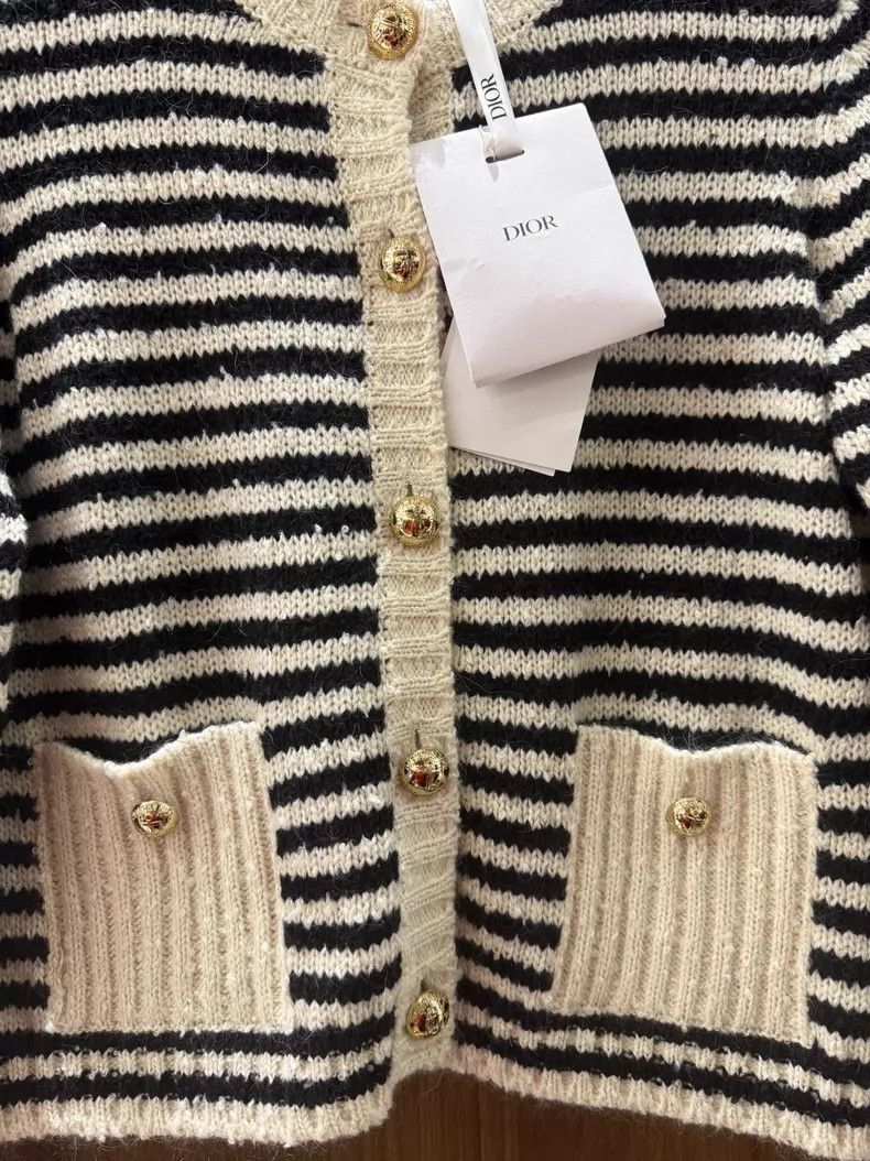 Dior Dior Black and white striped knitted cardigan coat Size XS / US 0-2 / IT 36-38 - 3 Thumbnail