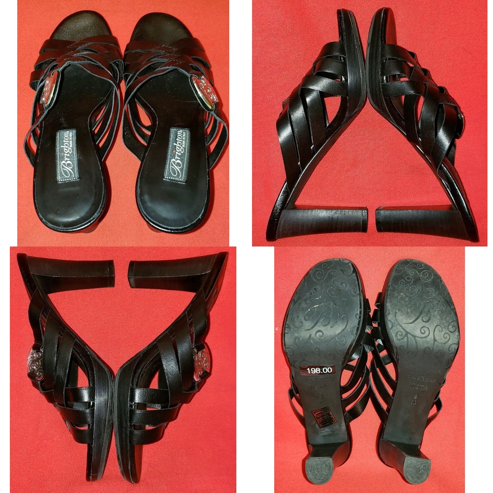 Brighton Brighton Vista Heeled Sandals Black Leather 3.25" Heel Women's Size US 4 / IT 34 - 8 Thumbnail