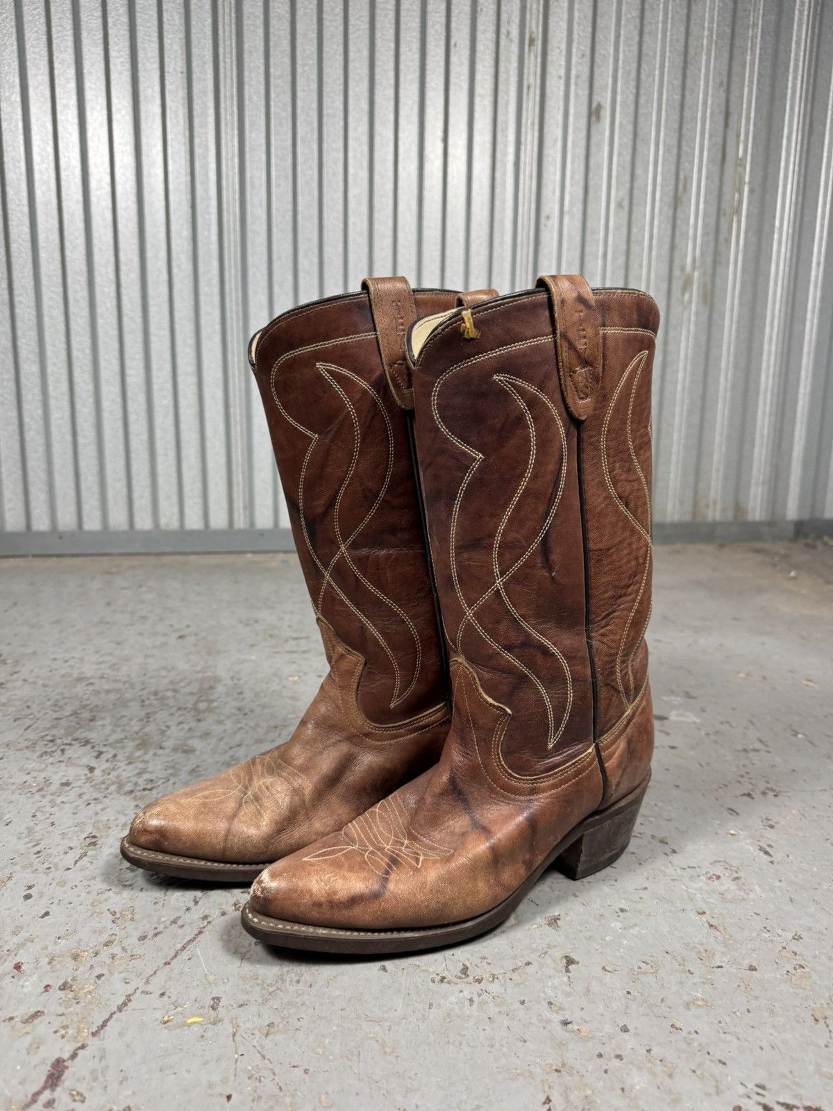 Tony Lama 70s Vintage USA Made Texas Sunburst Inlaid Cowboy Boots Size US 7 / IT 37 - 12 Thumbnail